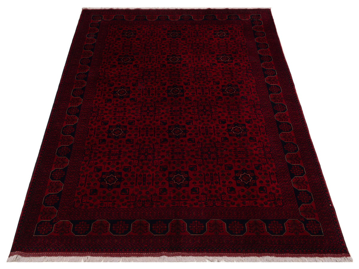 Afghan Belcik 152040 Red Navy 6.7x10.1 Hand Knotted Rug