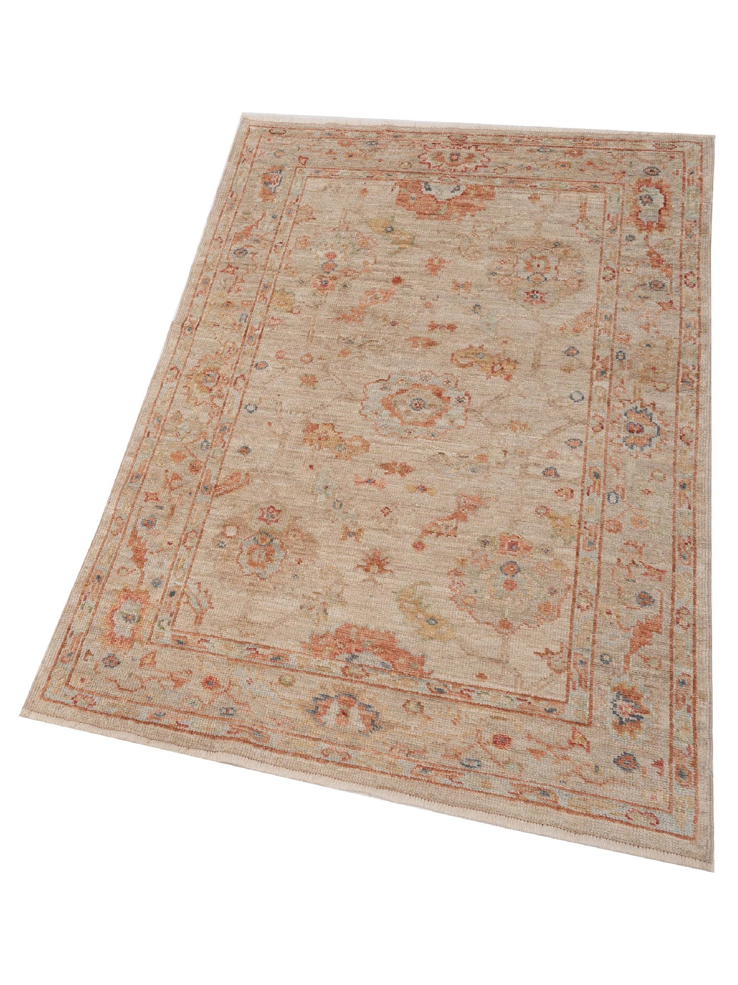 Angora Oushak 149396 Ivory Ivory 4x6 Hand Knotted Rug