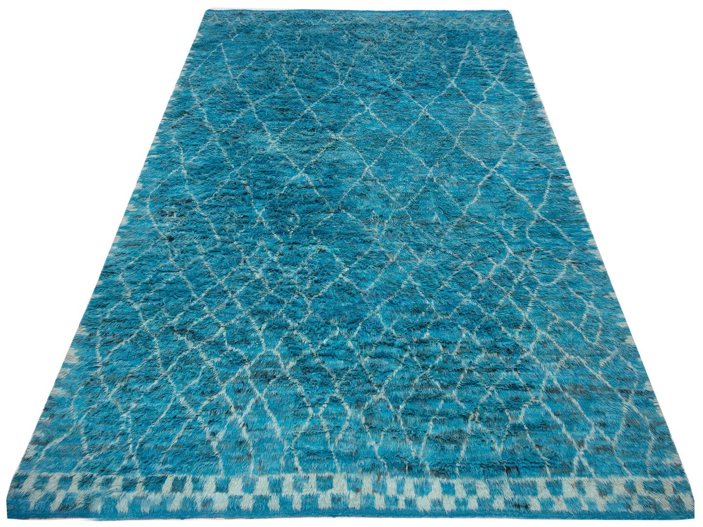 Berber Aspendos Turquoise Ivory 10.3x13.10 Hand Knotted Rug