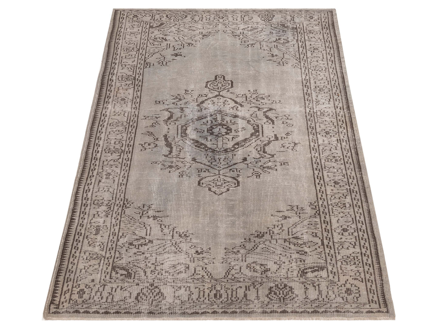 Vintage 111960 Silver 5.11x9.1 Hand Knotted Rug