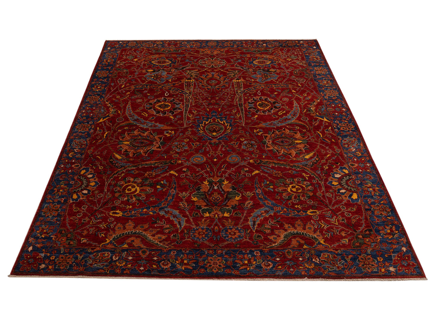 Laila 151857 Red Blue 8.10x11.8 Hand Knotted Rug