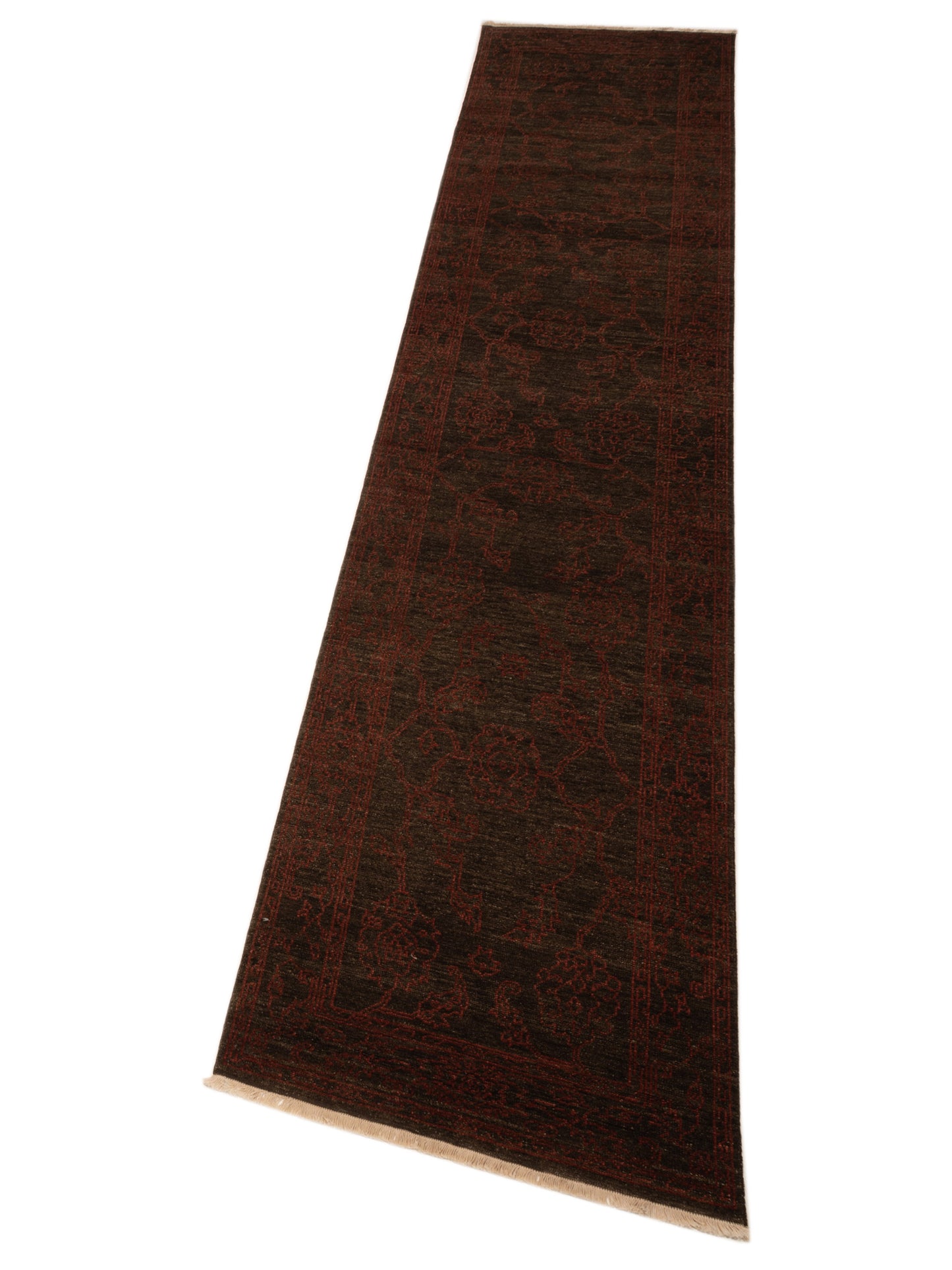 Defne Ruby Charcoal Charcoal 3x13.9 Hand Knotted Rug