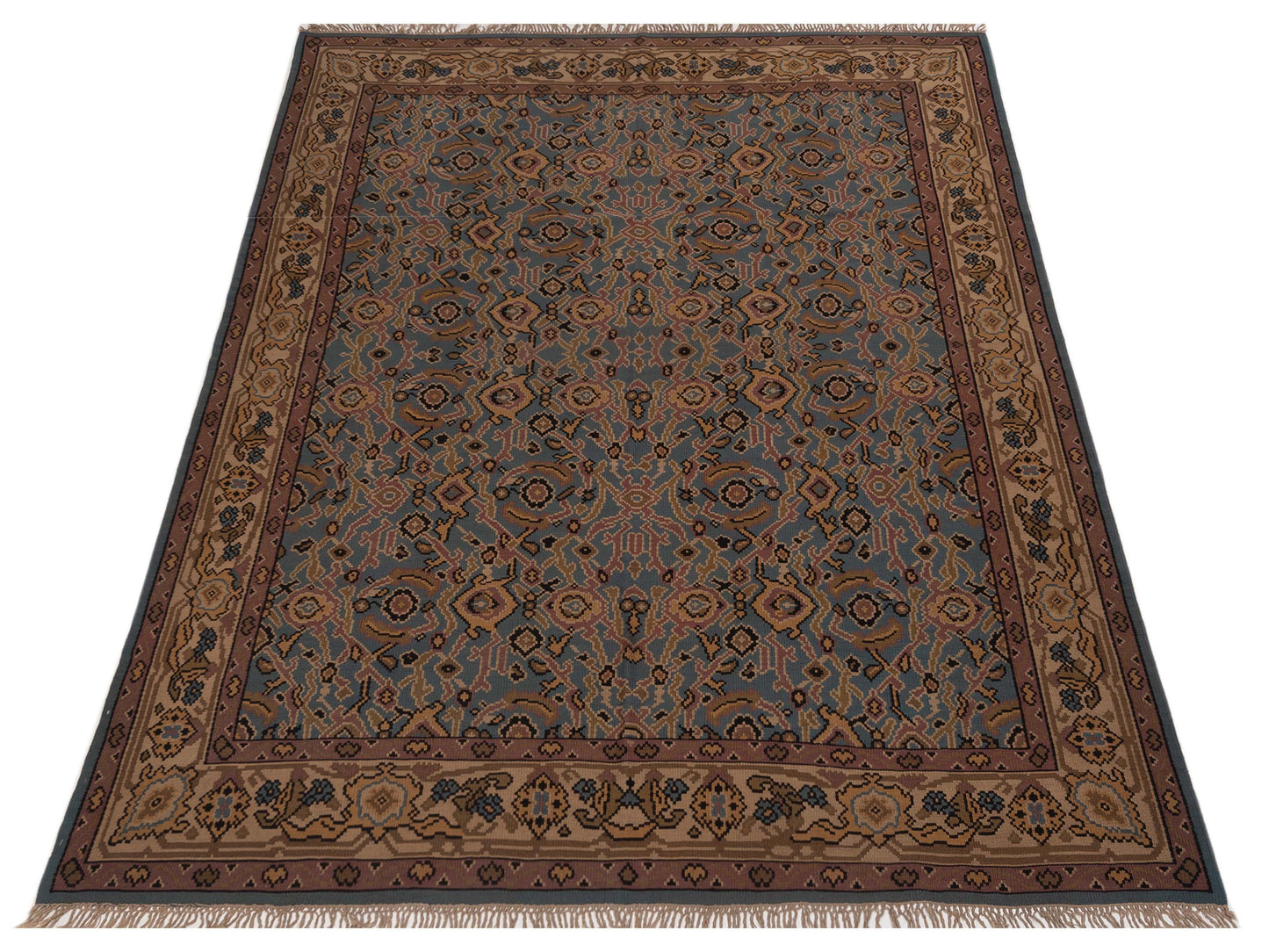 Transilvanian Kilim 79801 Blue Ivory 8.4x9.9 Hand Woven Rug