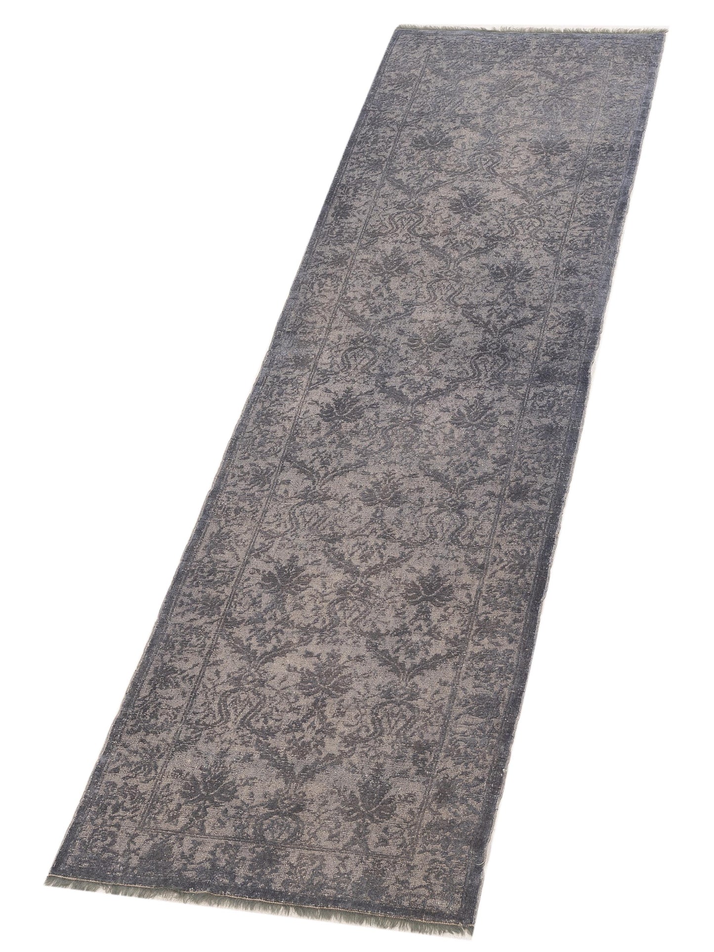 Color Bouquet 109688 Dark Gray Gray 2.7x9.7 Hand Knotted Rug