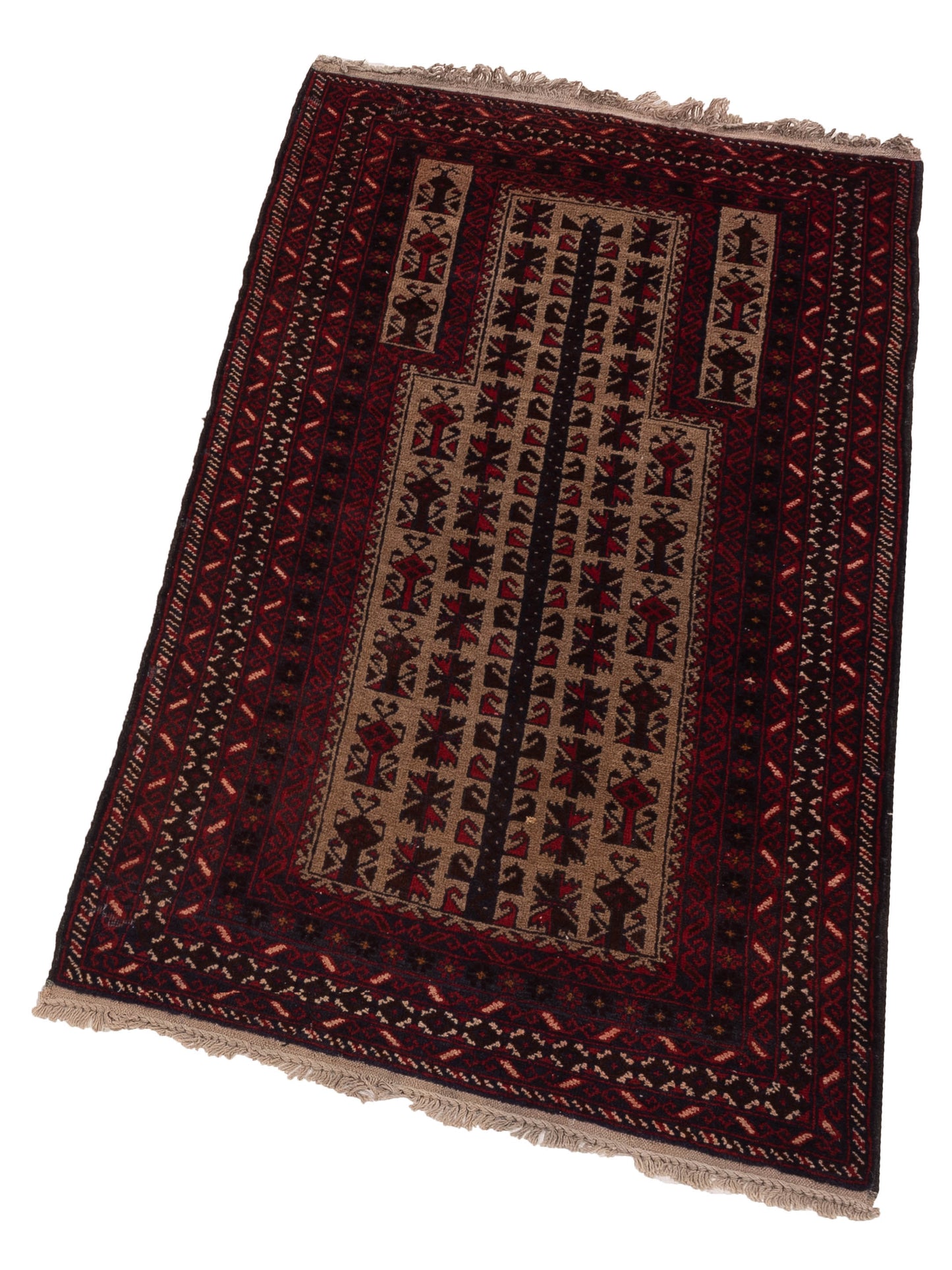 Afghan Belcik 148702 Beige Brown 2.10x4.11 Hand Knotted Rug