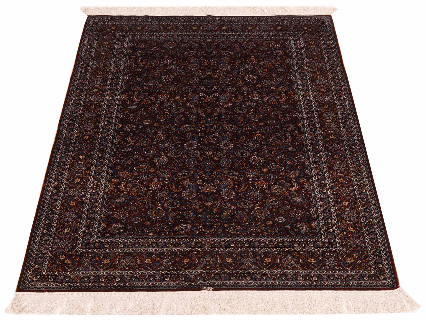 Pure Silk 122078 Red Red 4.1x6.1 Hand Knotted Rug