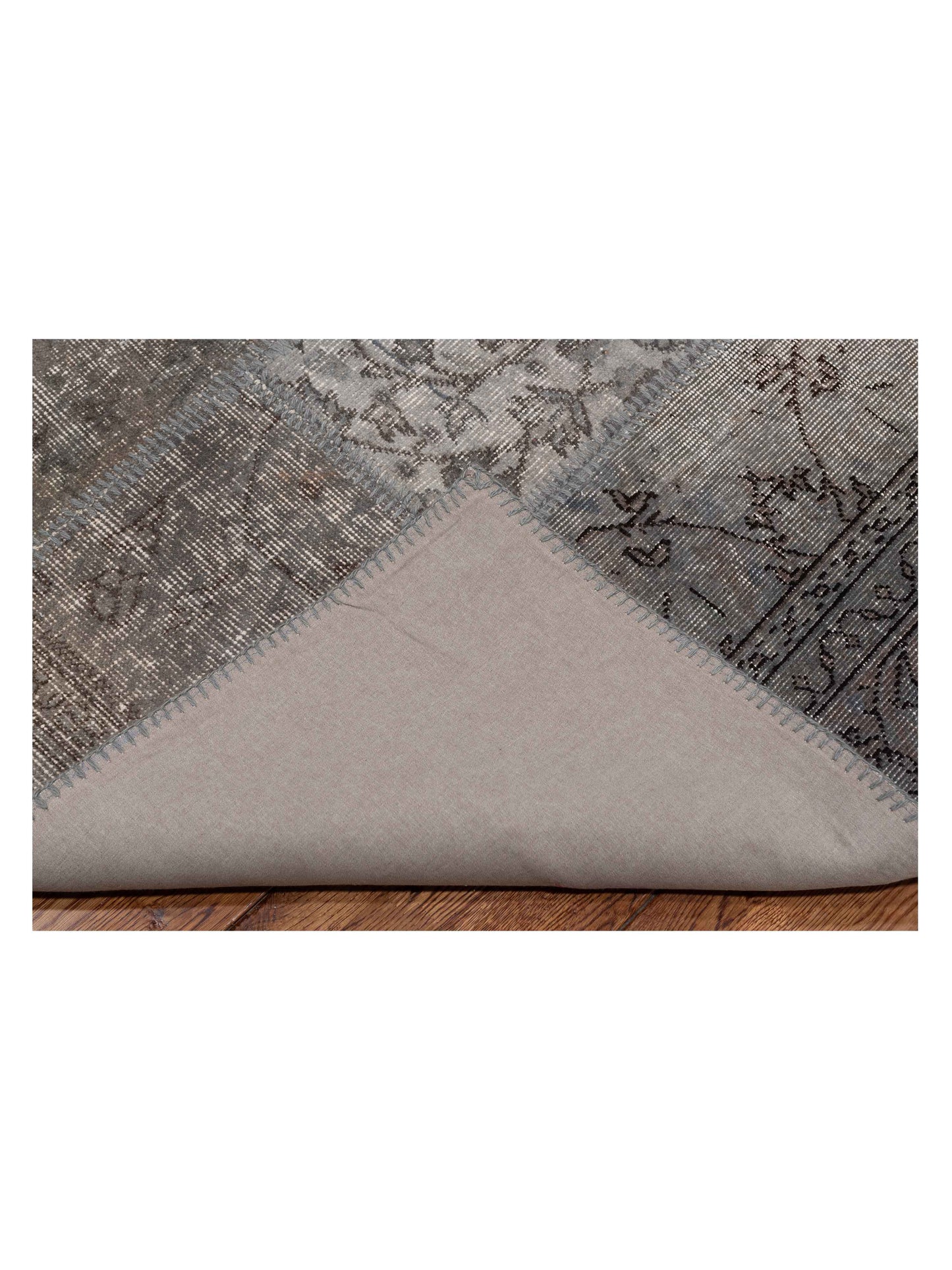 Turkish Vestige Patchwork 142764 Gray 8.3x9.10 Hand Knotted Rug