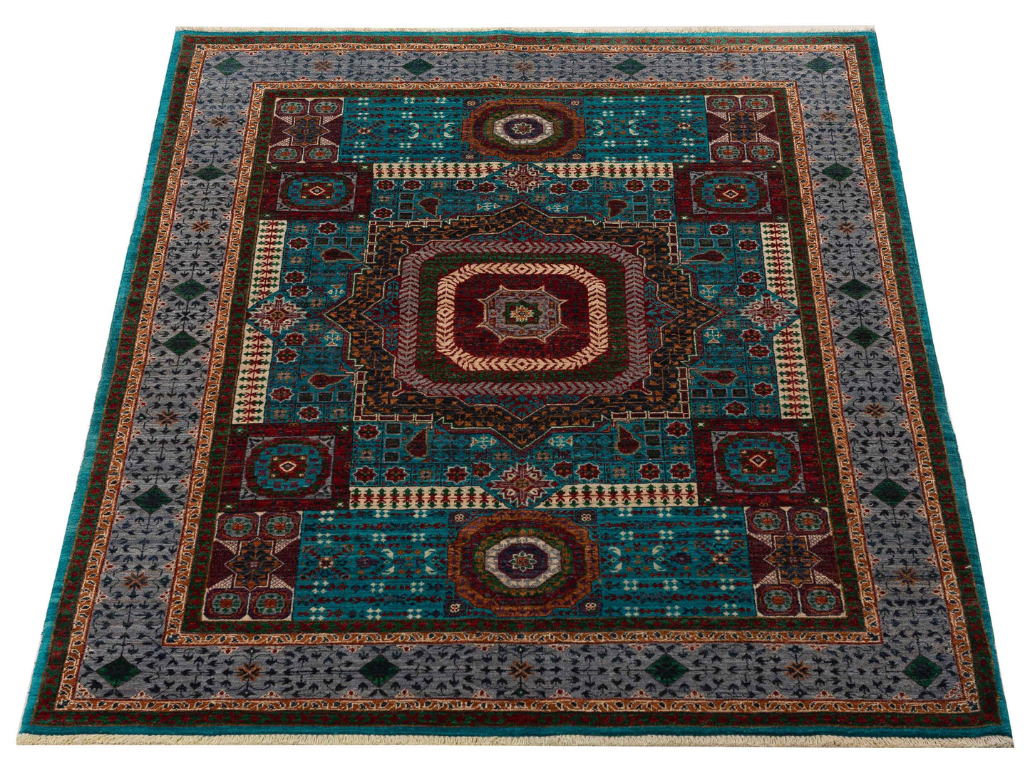 Artisan Mamluk 155542 Blue Gray 5.4x6.9 Hand Knotted Rug