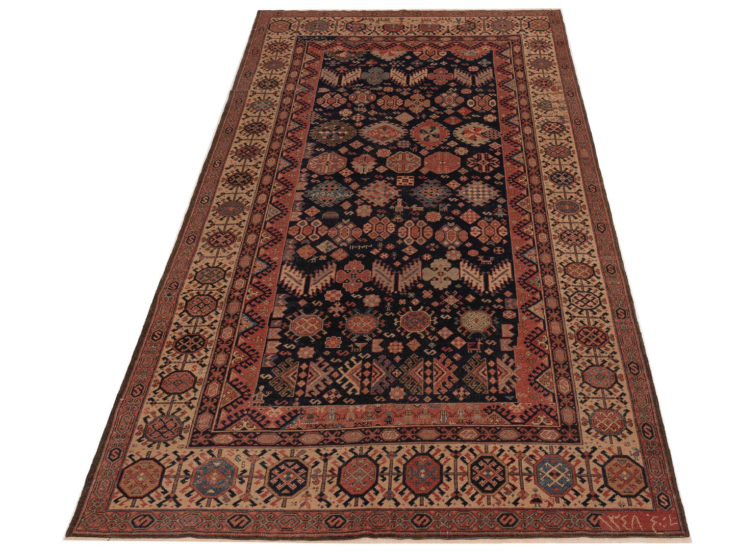 Antique Loom 147461 Navy Ivory 5.9x10.2 Hand Knotted Rug
