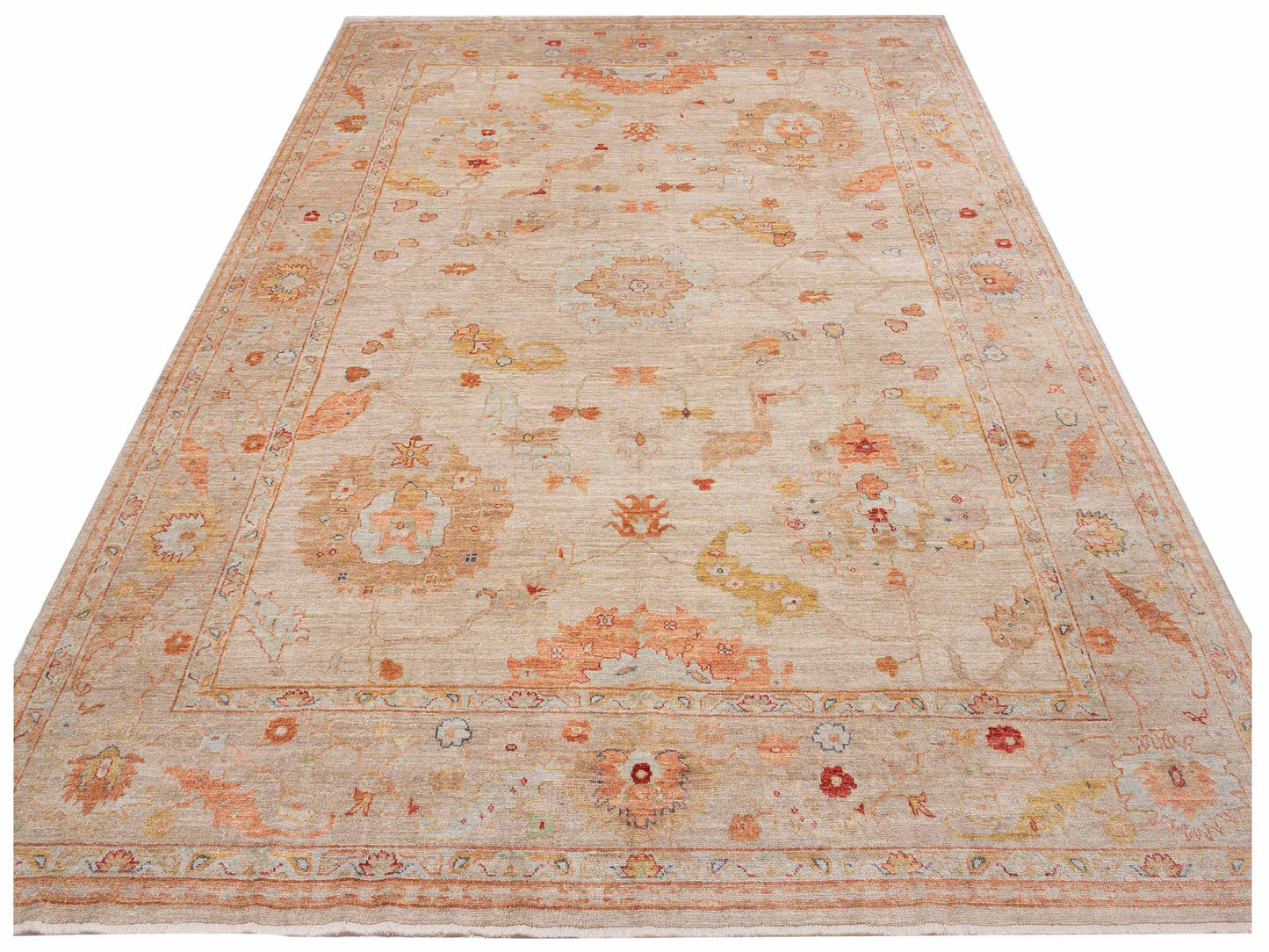 Angora Oushak 148179 Ivory Silver 11.8x14.8 Hand Knotted Rug