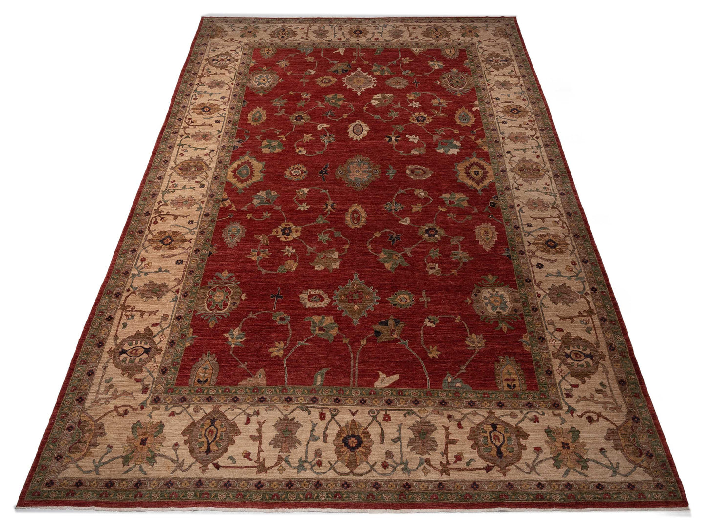 Elvan Nurgul Red Ivory 12.4x17.8 Hand Knotted Rug