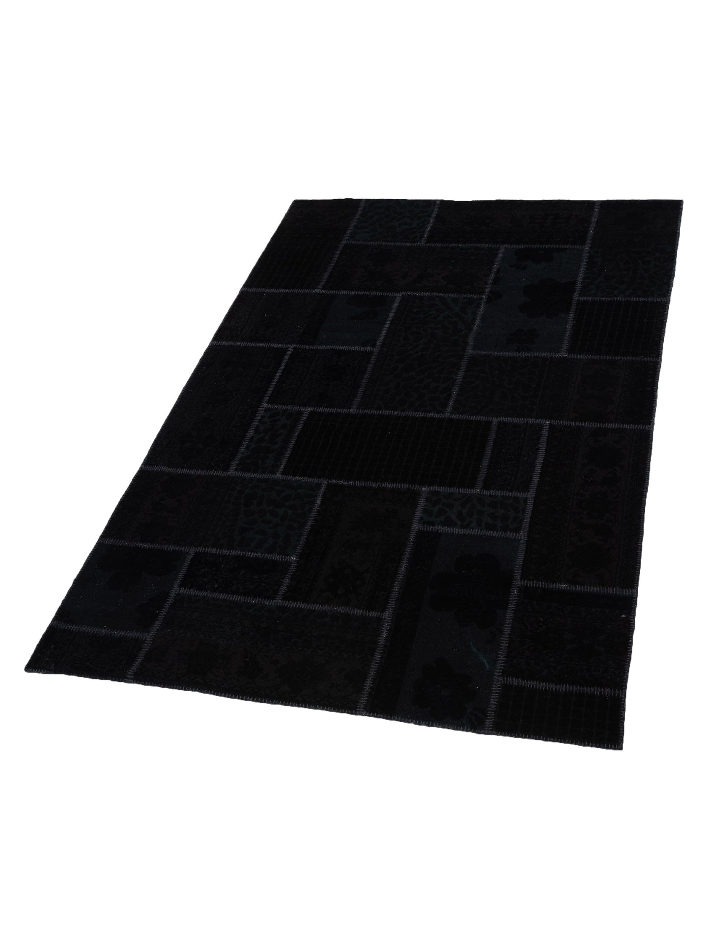 Turkish Vestige Patchwork 109476 Black 6.6x10 Hand Knotted Rug