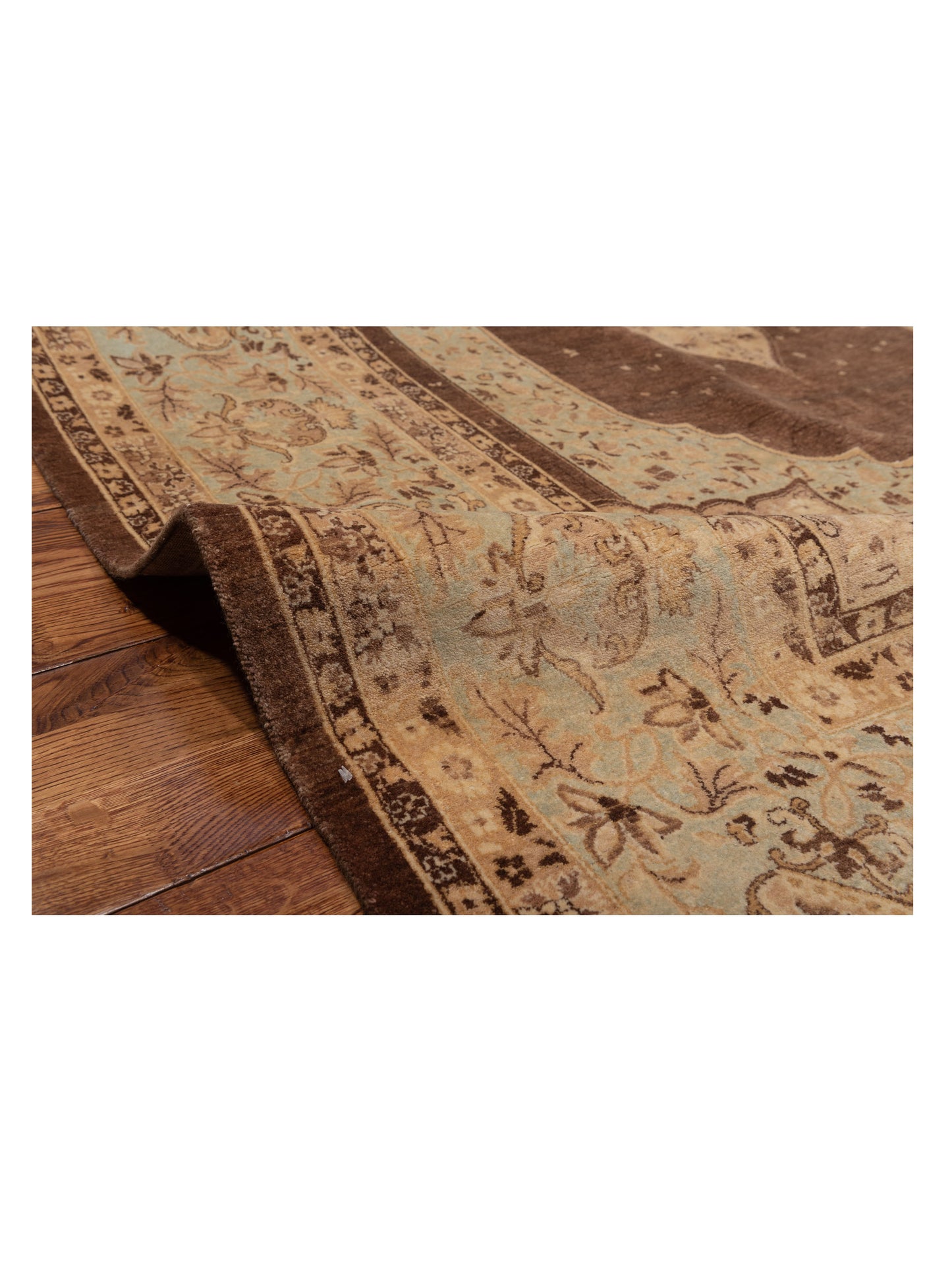 Haji Jalili 111349 Brown Sage Green 6.2x9.2 Hand Knotted Rug