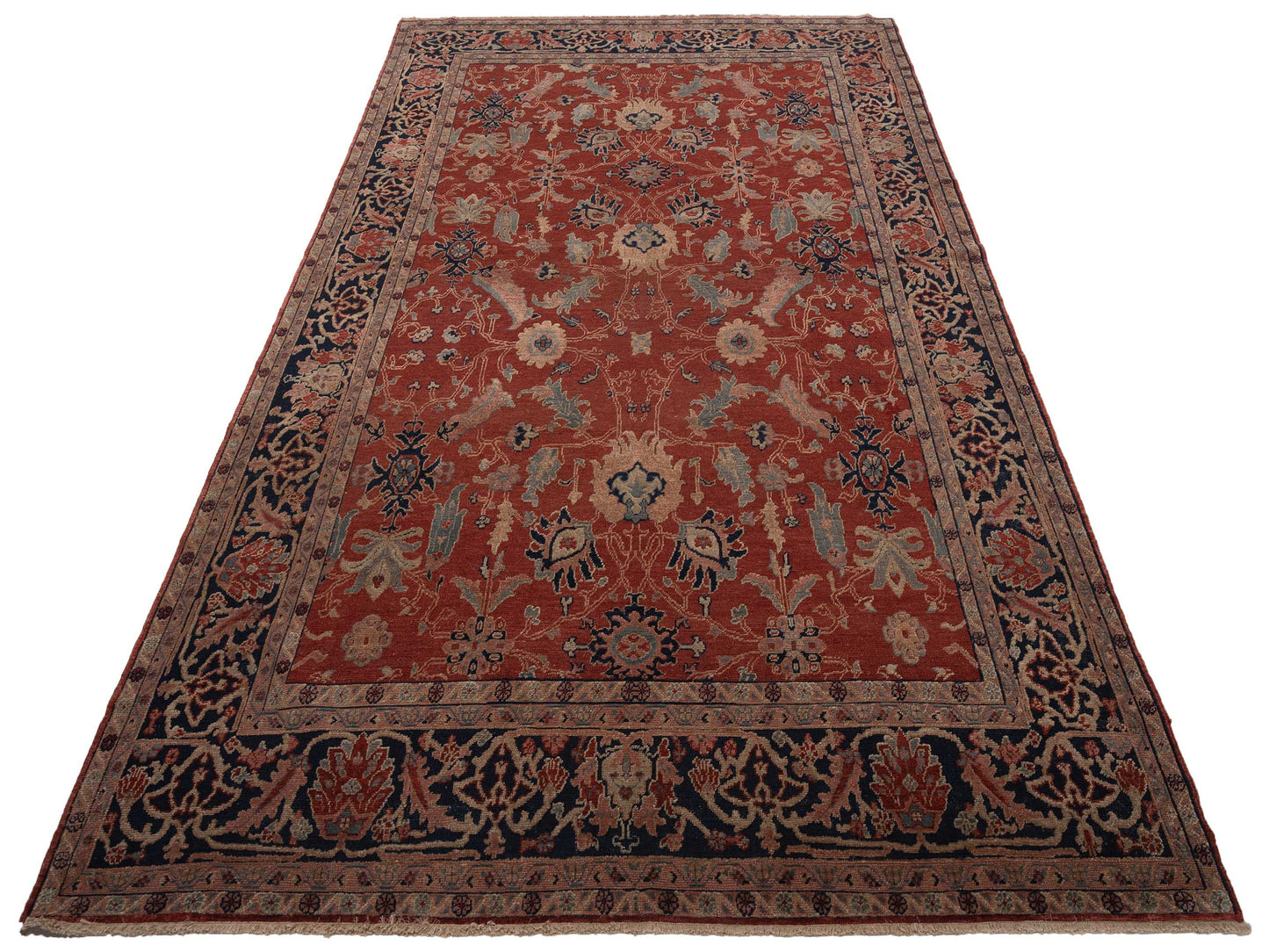 Turkish Elvan 76015 Red Navy 8.11x14.5 Hand Knotted Rug