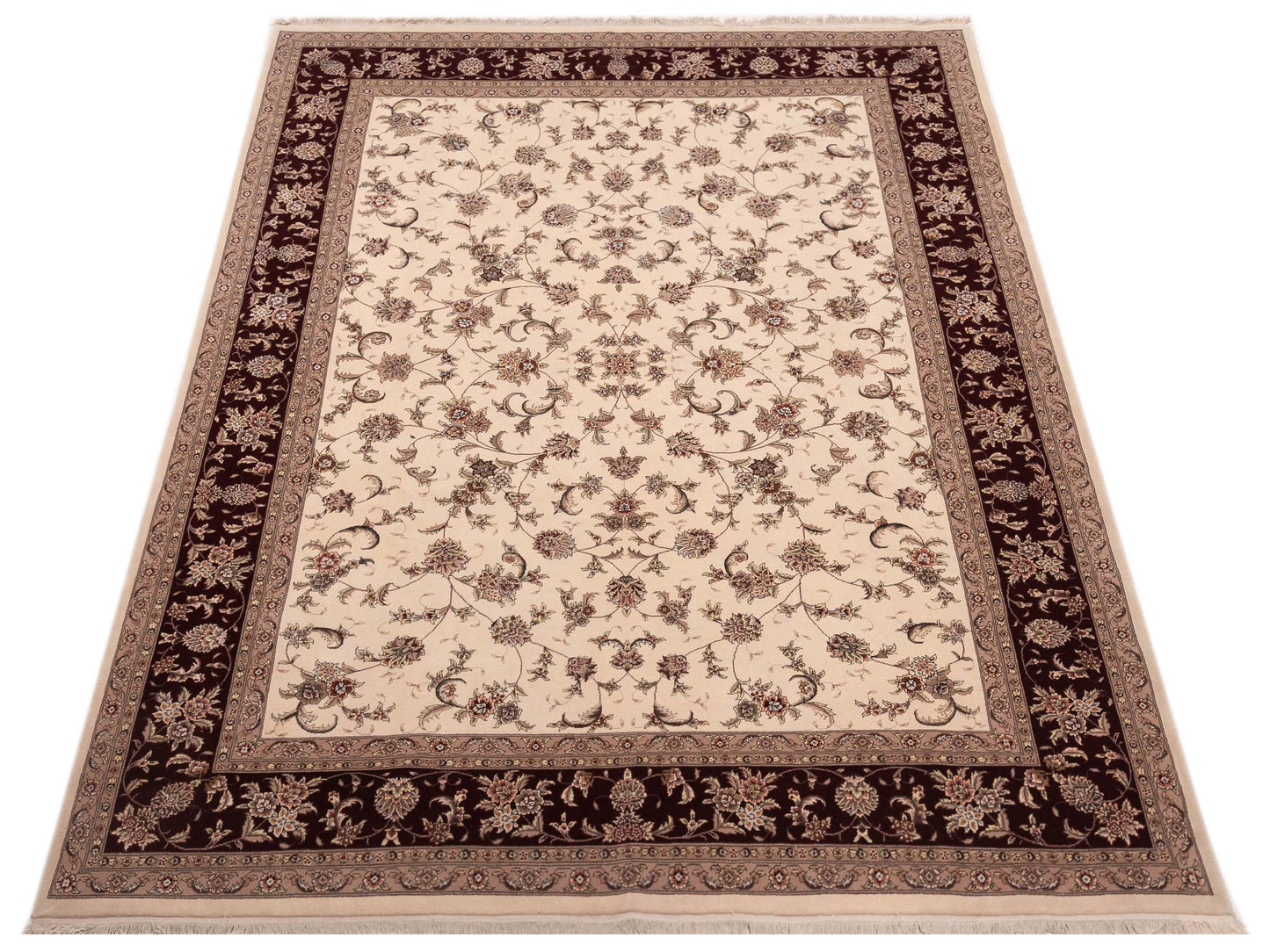Magnolia 121070 Ivory Red 9.1x12.2 Hand Knotted Rug