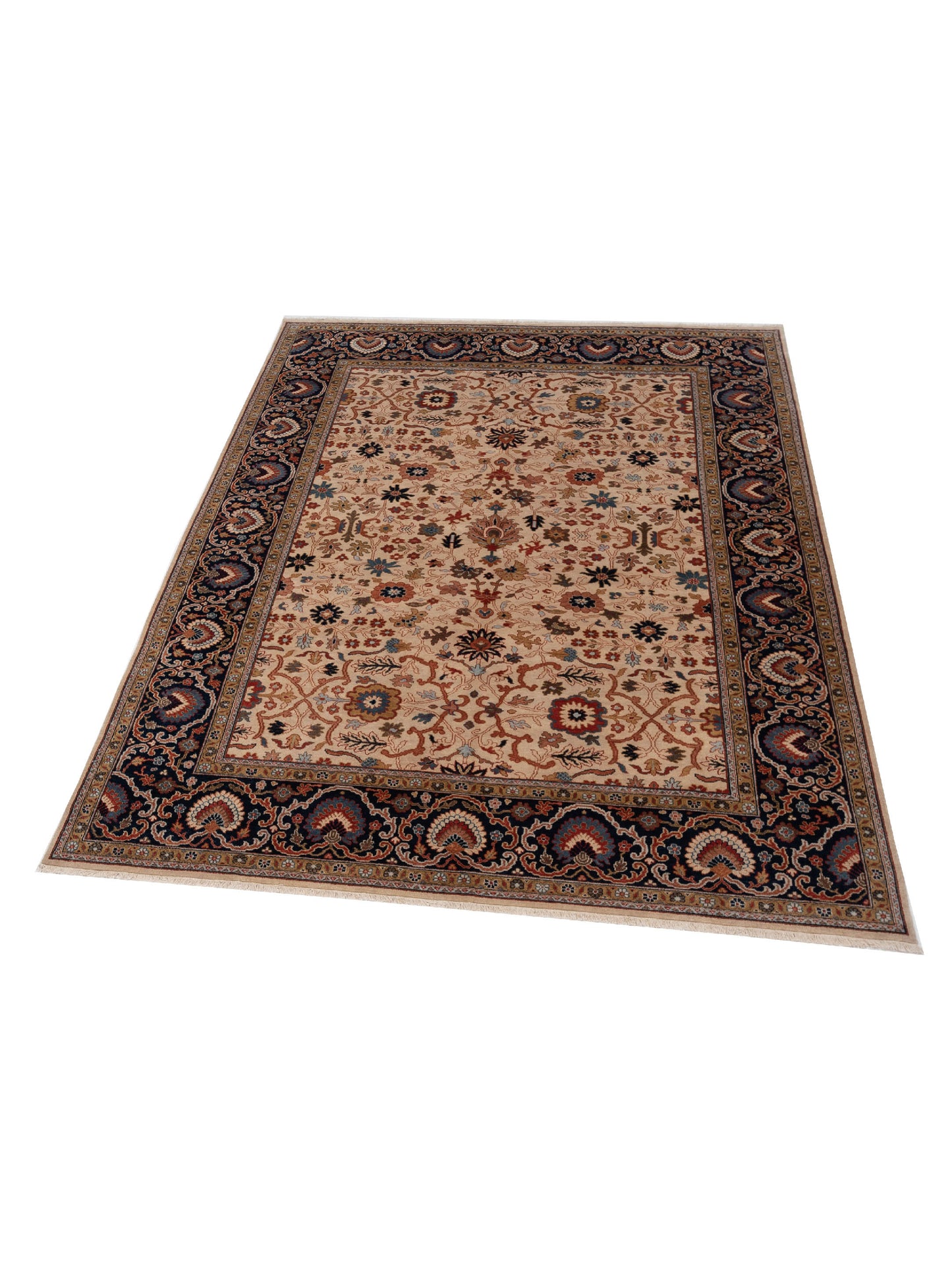 Crown 133174 Ivory Navy 9x11.11 Hand Knotted Rug