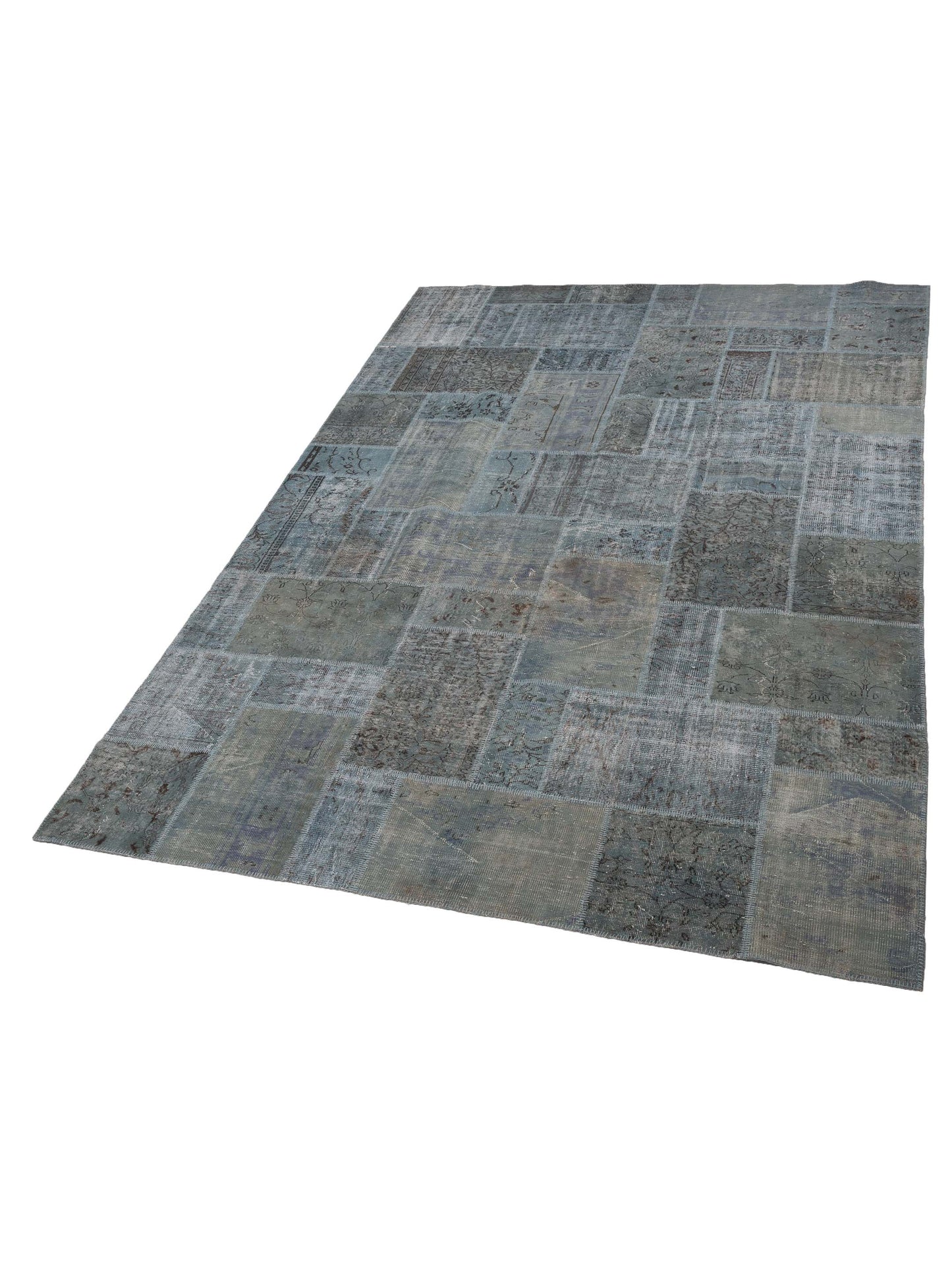 Turkish Vestige Patchwork 114814 Light Gray 10x14.1 Hand Knotted Rug