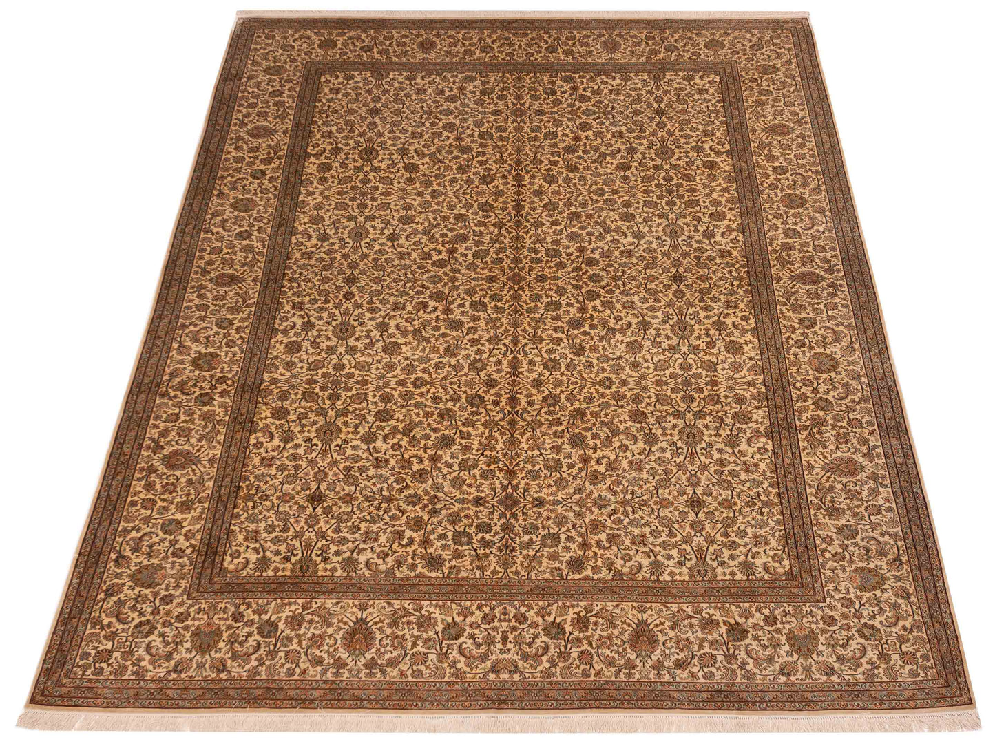 Pure Silk 113230 Beige 8x11 Hand Knotted Rug
