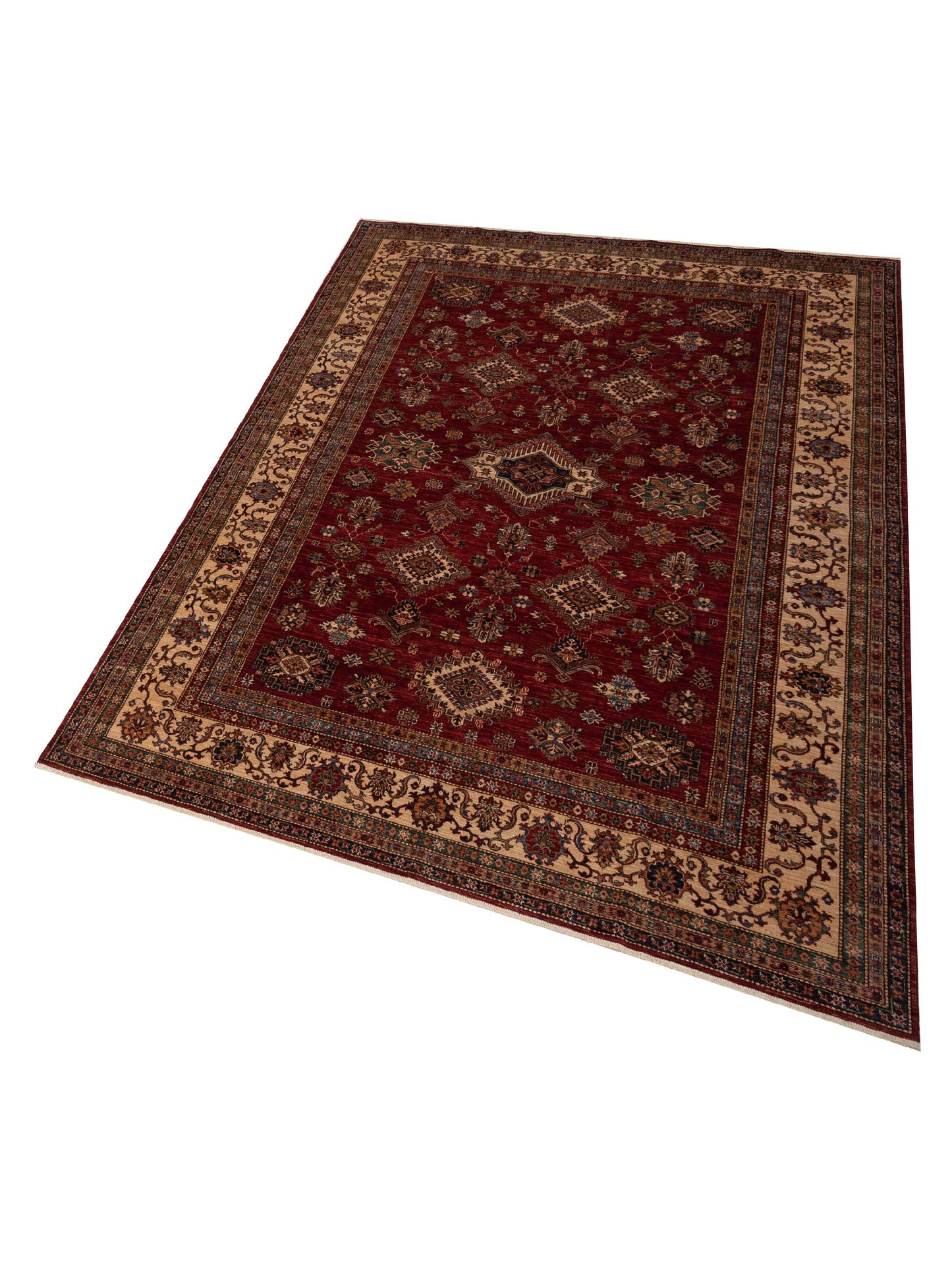 Kazak 148734 Red Ivory 9x12.3 Hand Knotted Rug