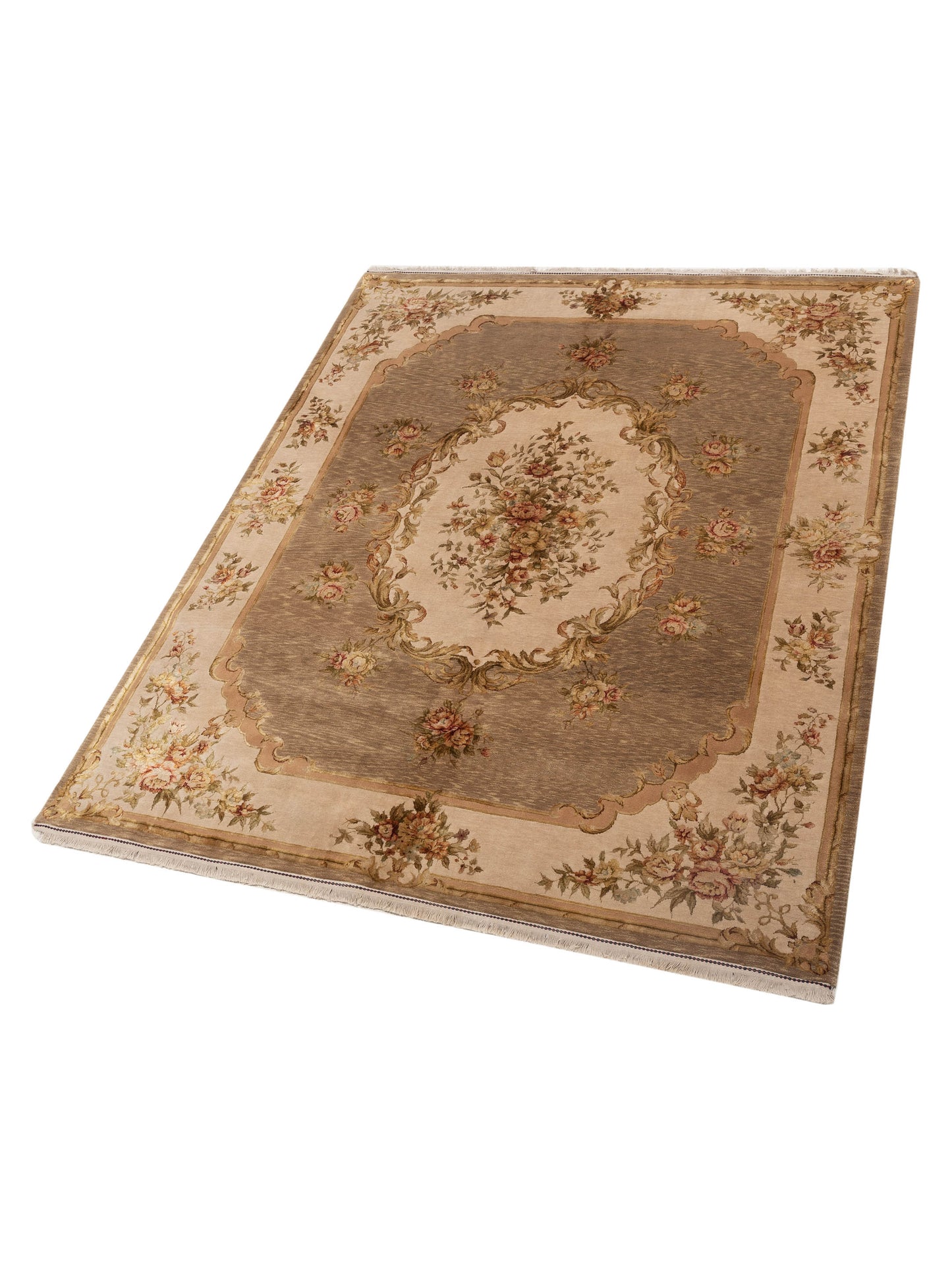 Imperial Silk 105755 Tobacco Beige 7.10x9.9 Hand Knotted Rug
