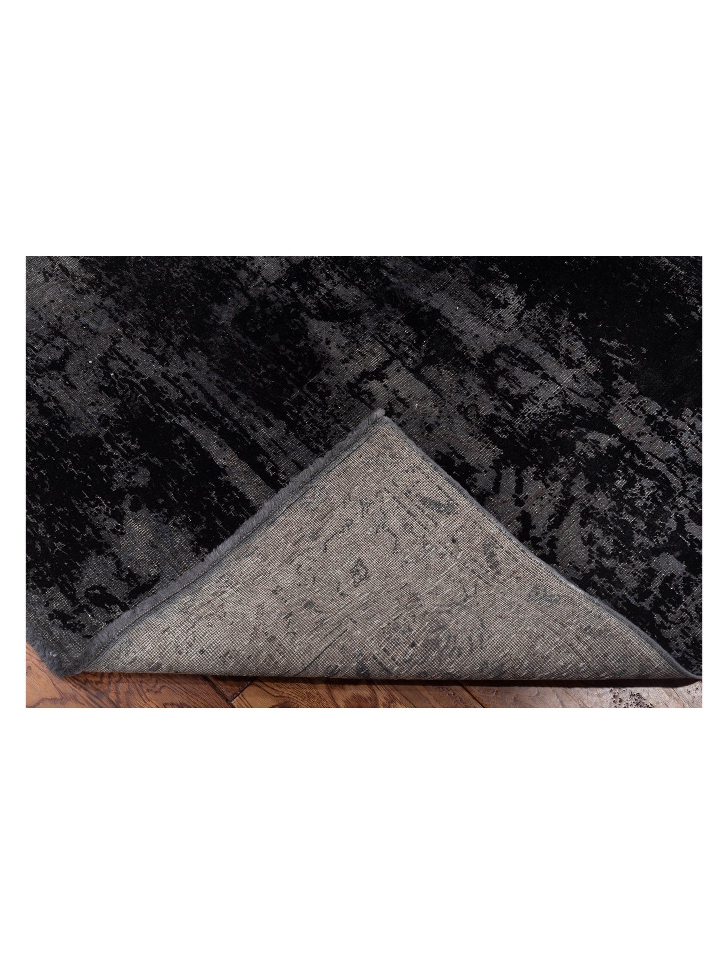Vintage 111958 Gray Black 6.6x9.5 Hand Knotted Rug
