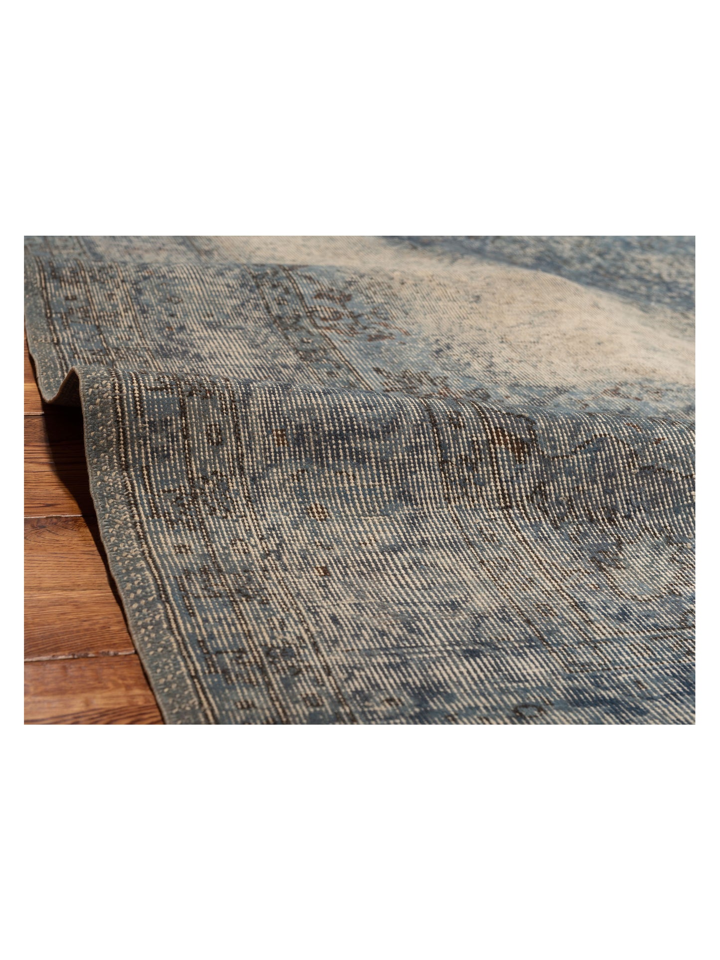 Vintage 119708 Blue 7x10.3 Hand Knotted Rug
