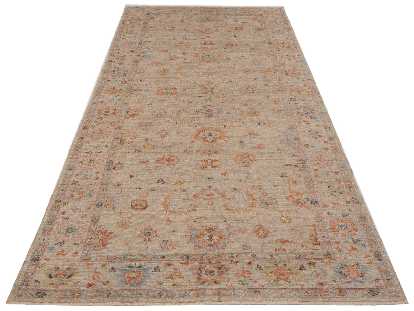 Angora Oushak 149361 Beige Beige 6.2x13.8 Hand Knotted Rug
