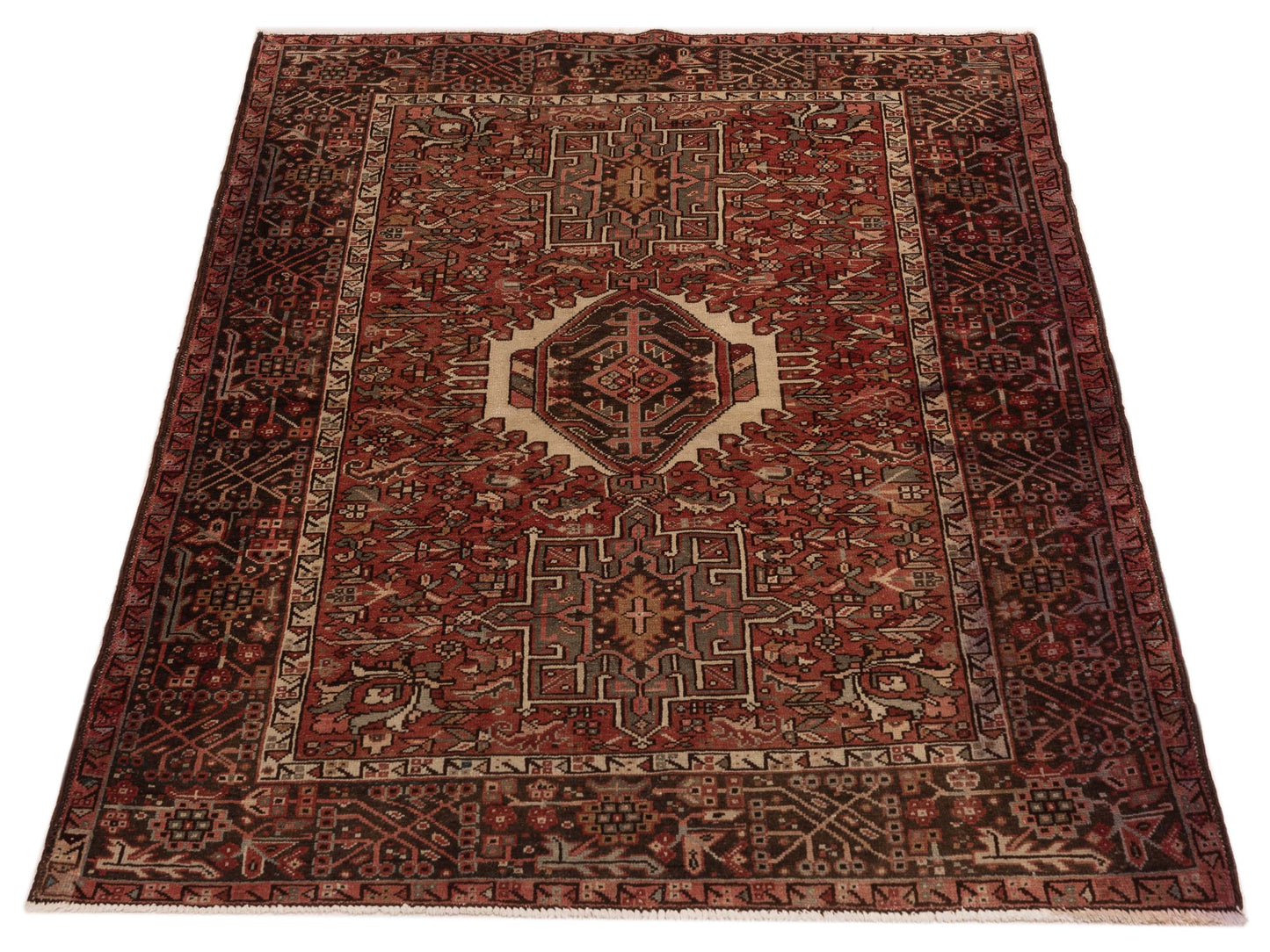 Persian 80647 Red Brown 5.1x6.2 Hand Knotted Rug