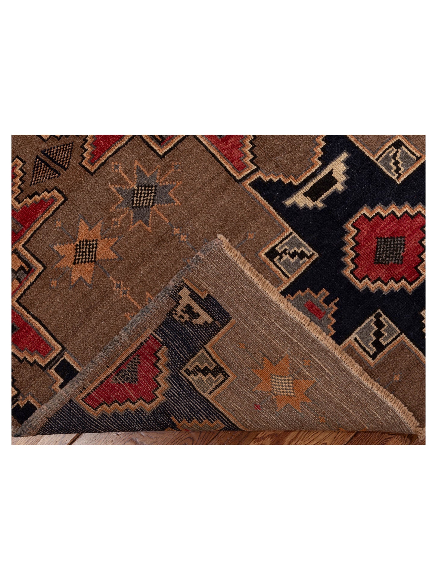 Old Anatolian 121854 Brown Navy 5.5x12.3 Hand Knotted Rug