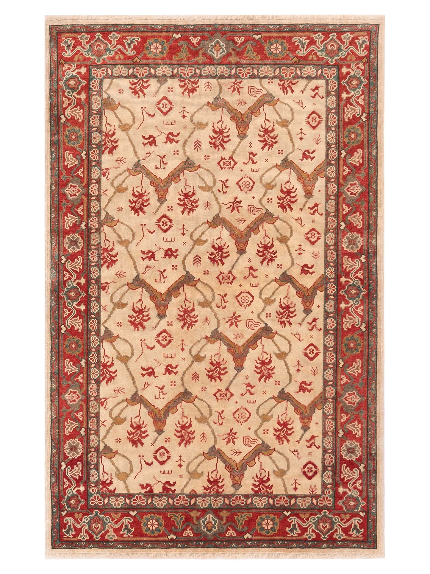 Pasha Antique Loom  Ivory Red Traditional