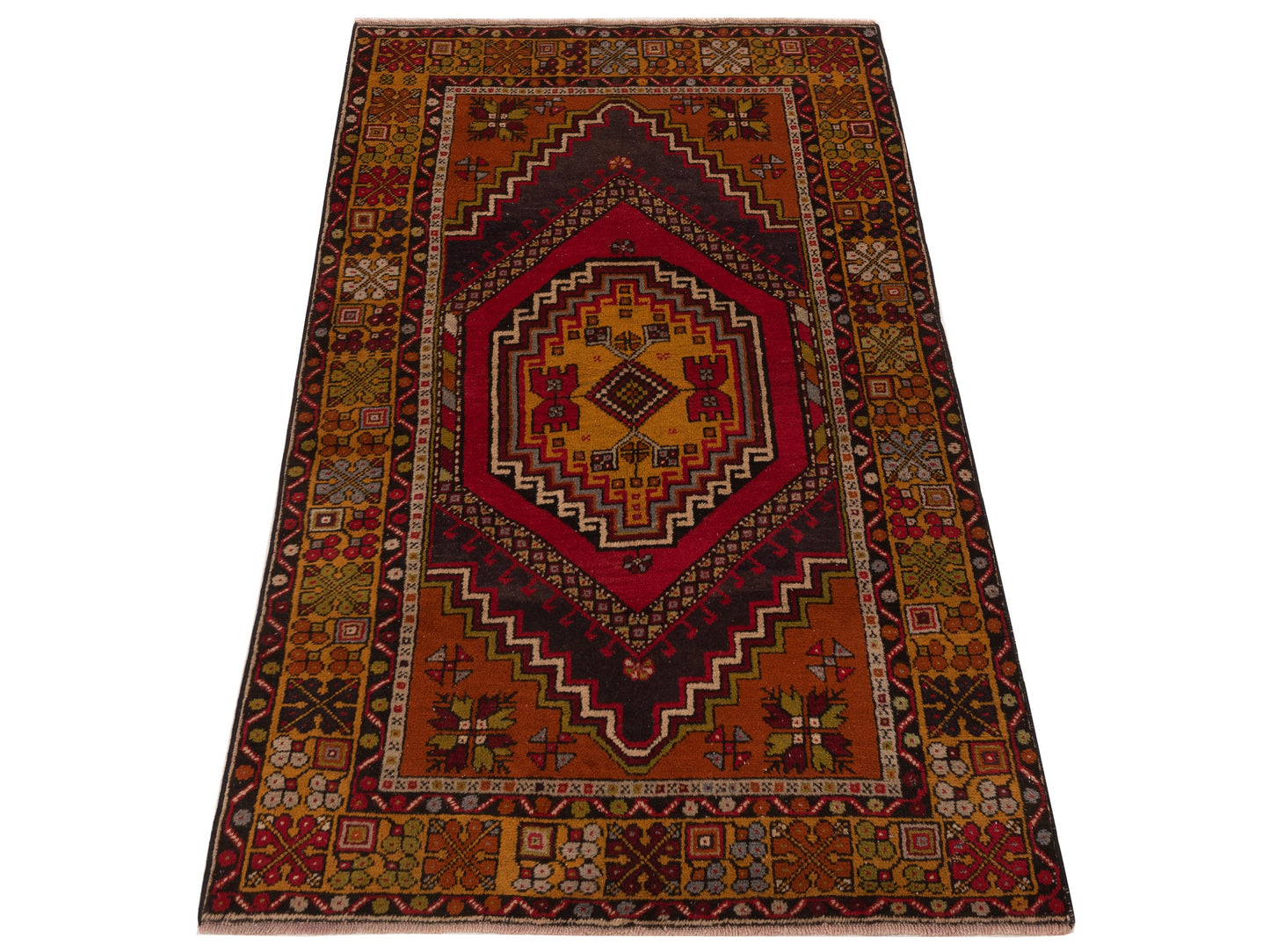 Old Anatolian 149871 Red Gold 3.9x6.5 Hand Knotted Rug