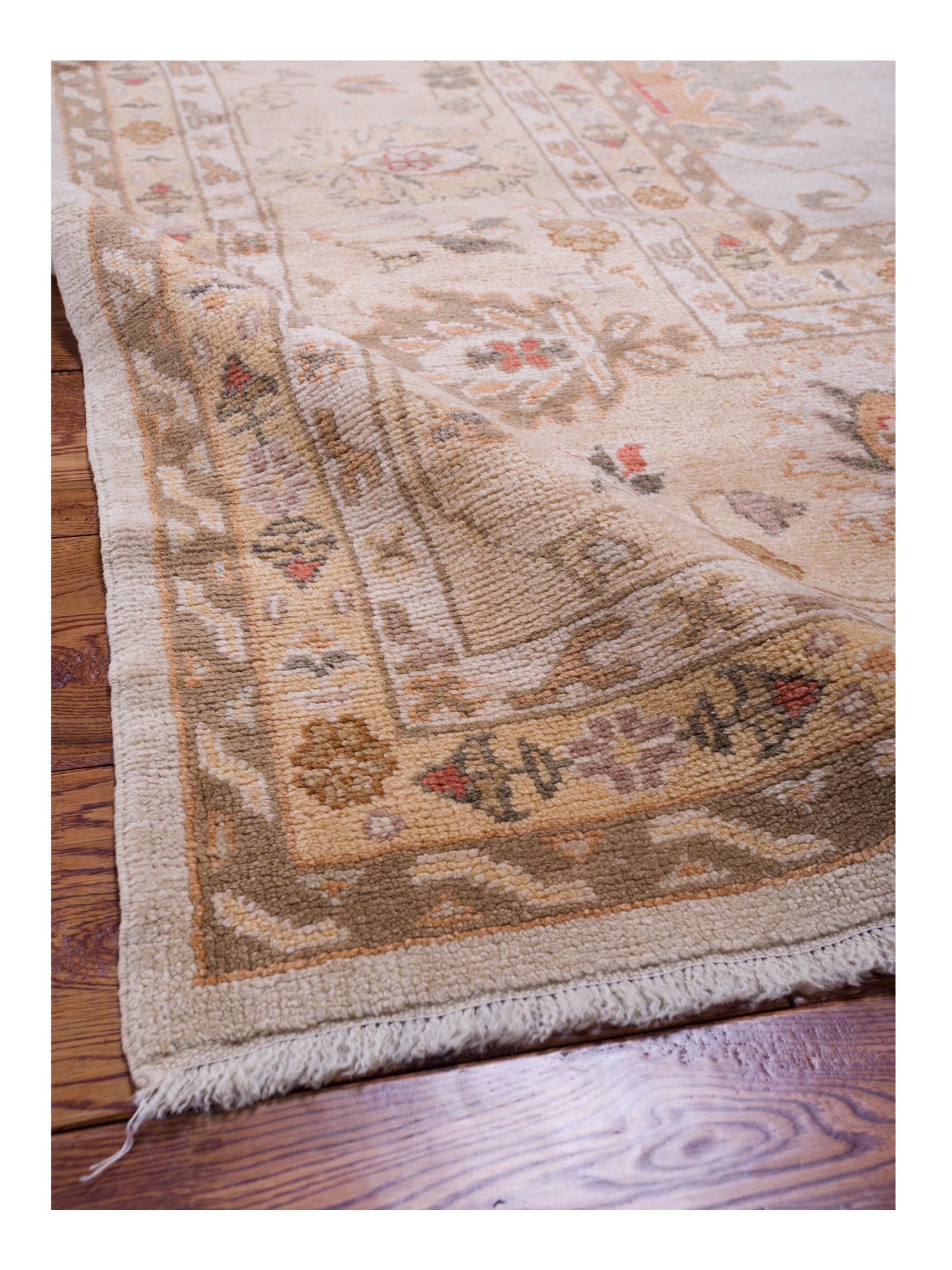 Angora Oushak 90619 Silver Gold 12.6x18.1 Hand Knotted Rug