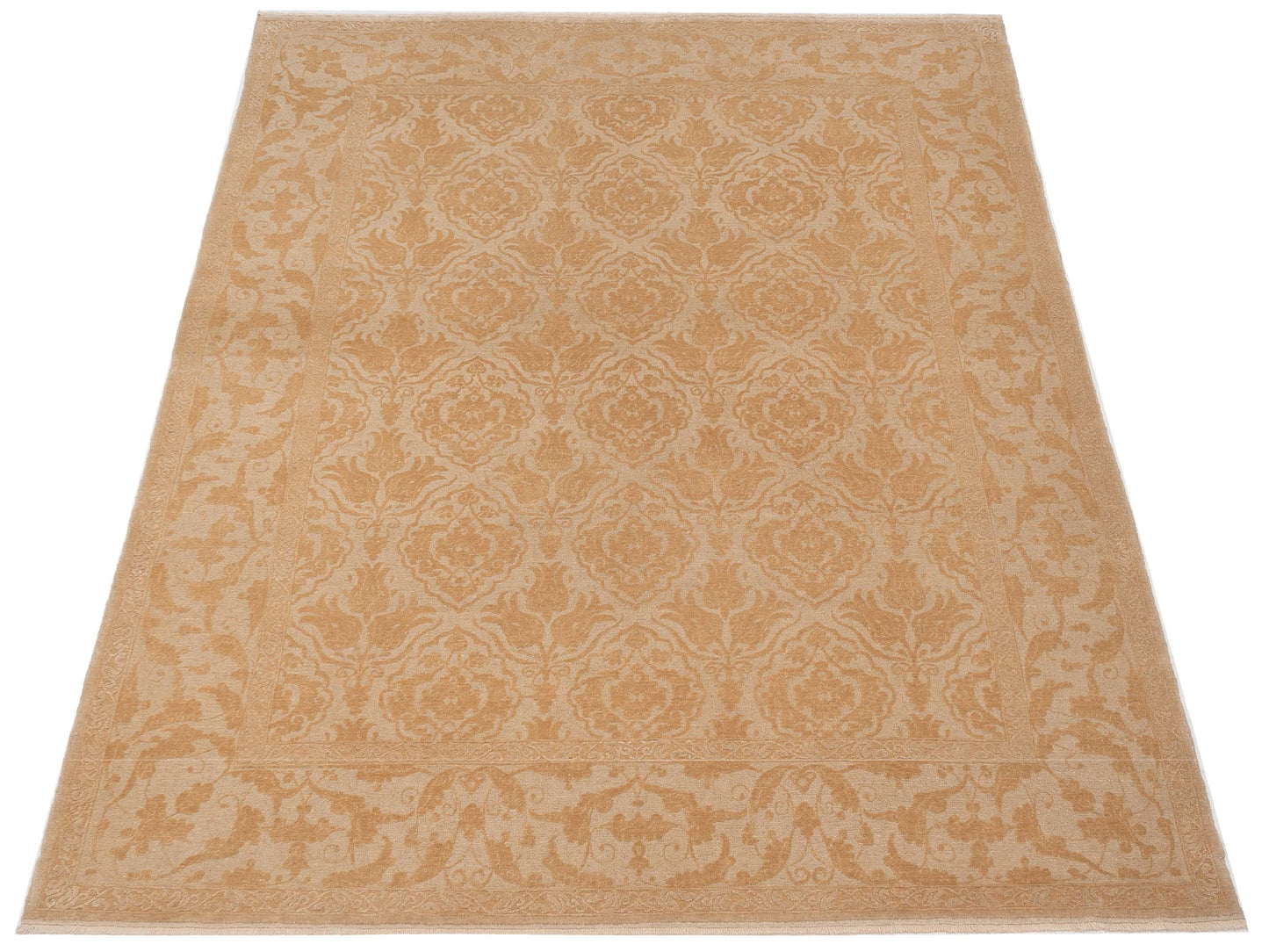 Defne Tulip Cream Gold 9.3x11.11 Hand Knotted Rug
