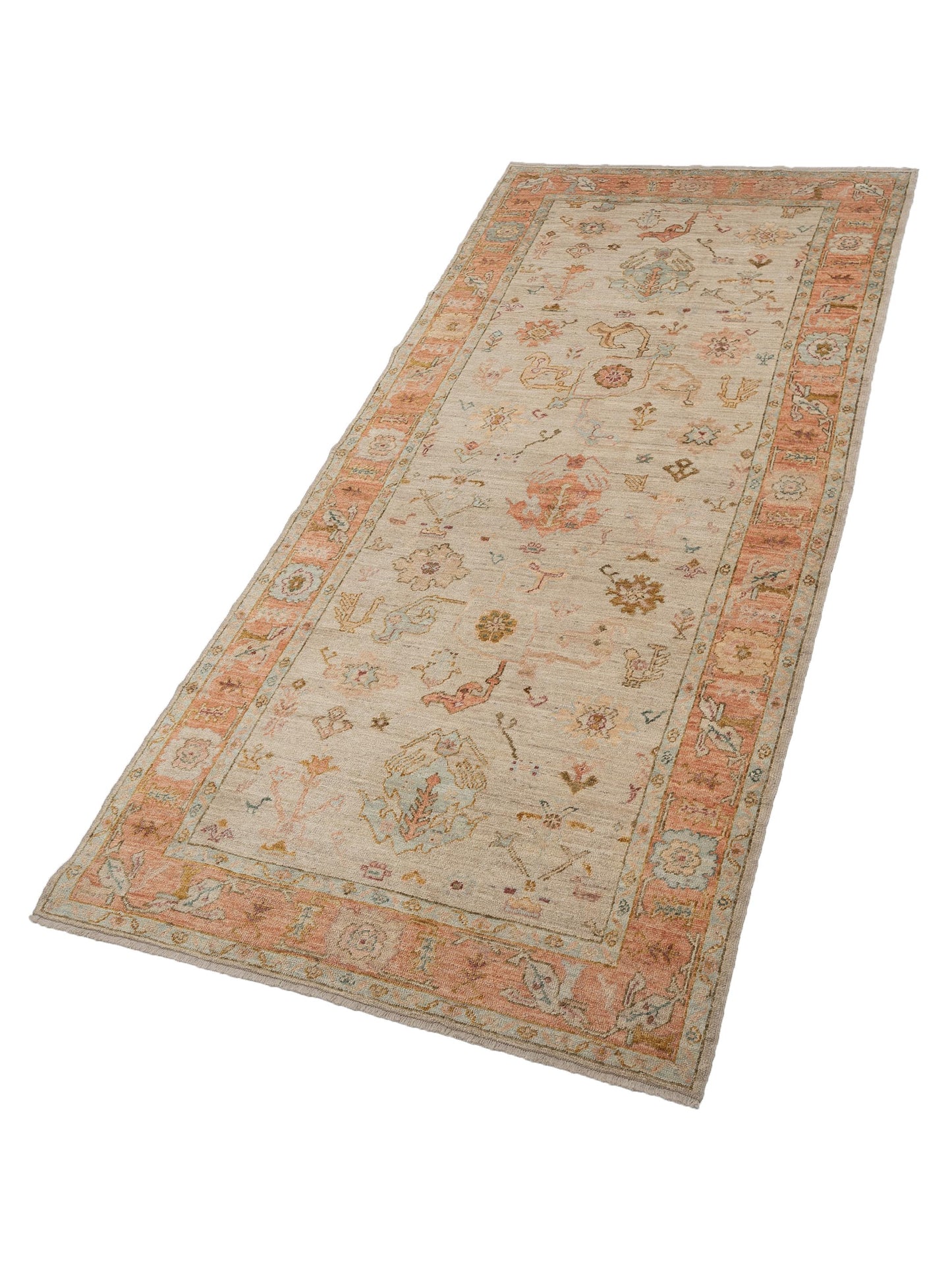 Angora Oushak 129883 Ivory Pink 6.3x13.9 Hand Knotted Rug