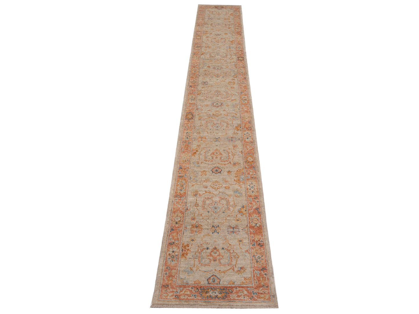 Angora Oushak 149387 Ivory Rust 2.6x15.10 Hand Knotted Rug