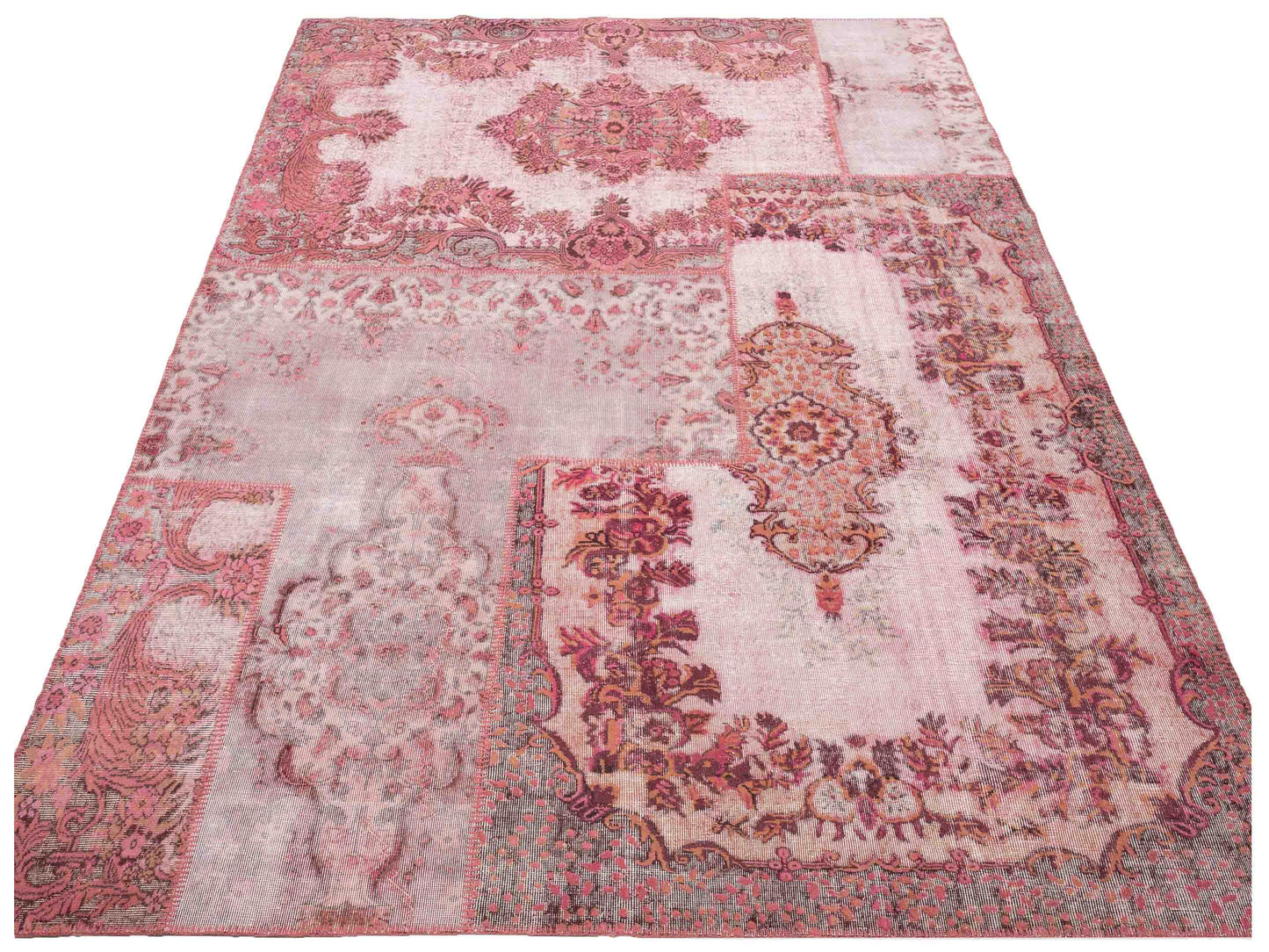 Turkish Vestige Patchwork 146028 Pink 9.1x12 Hand Knotted Rug