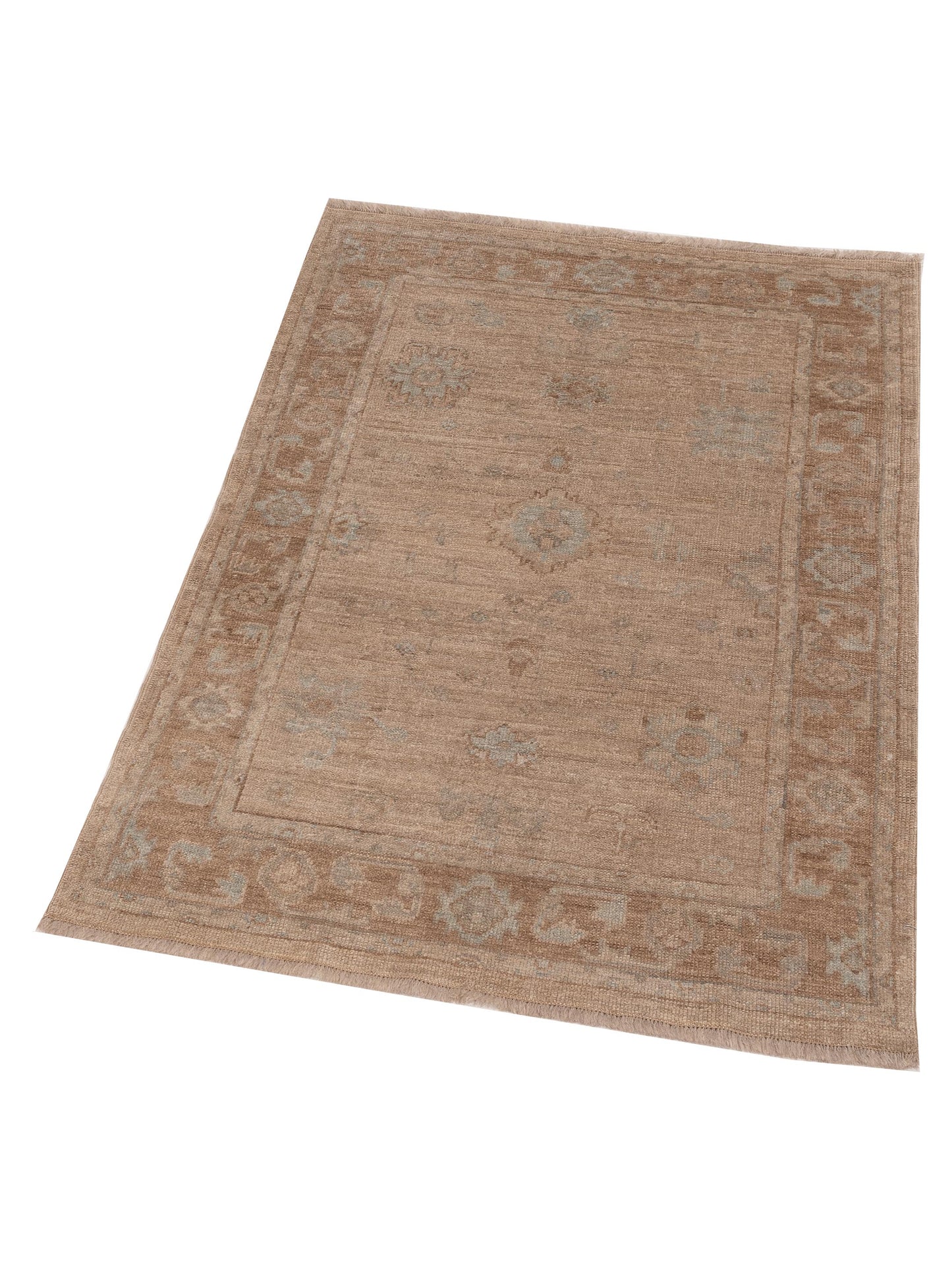 Angora Oushak 125653 Silver Dark Gray 3.9x5.2 Hand Knotted Rug