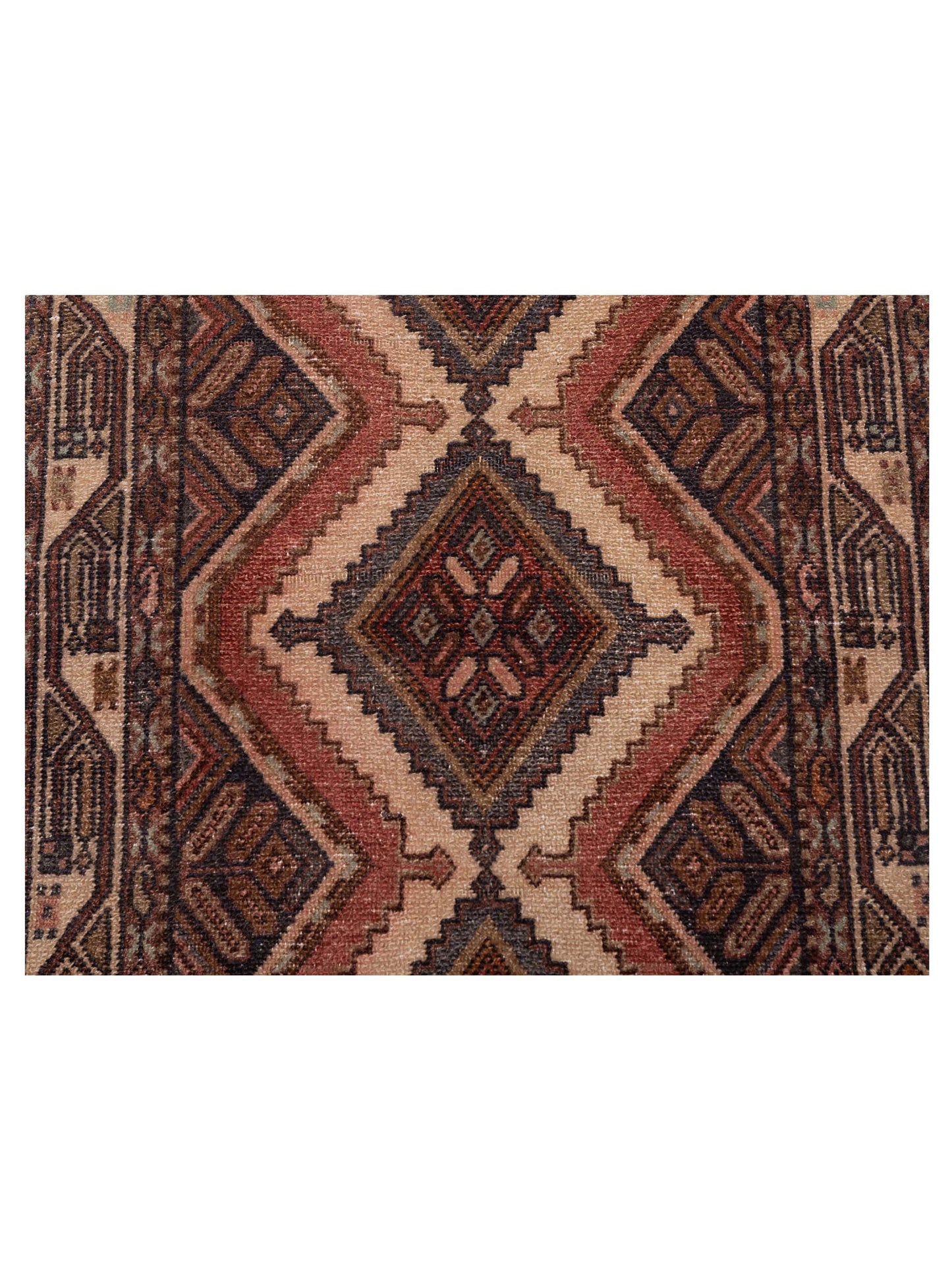 Persian 147724 Ivory Brown 2.5x9.4 Hand Knotted Rug