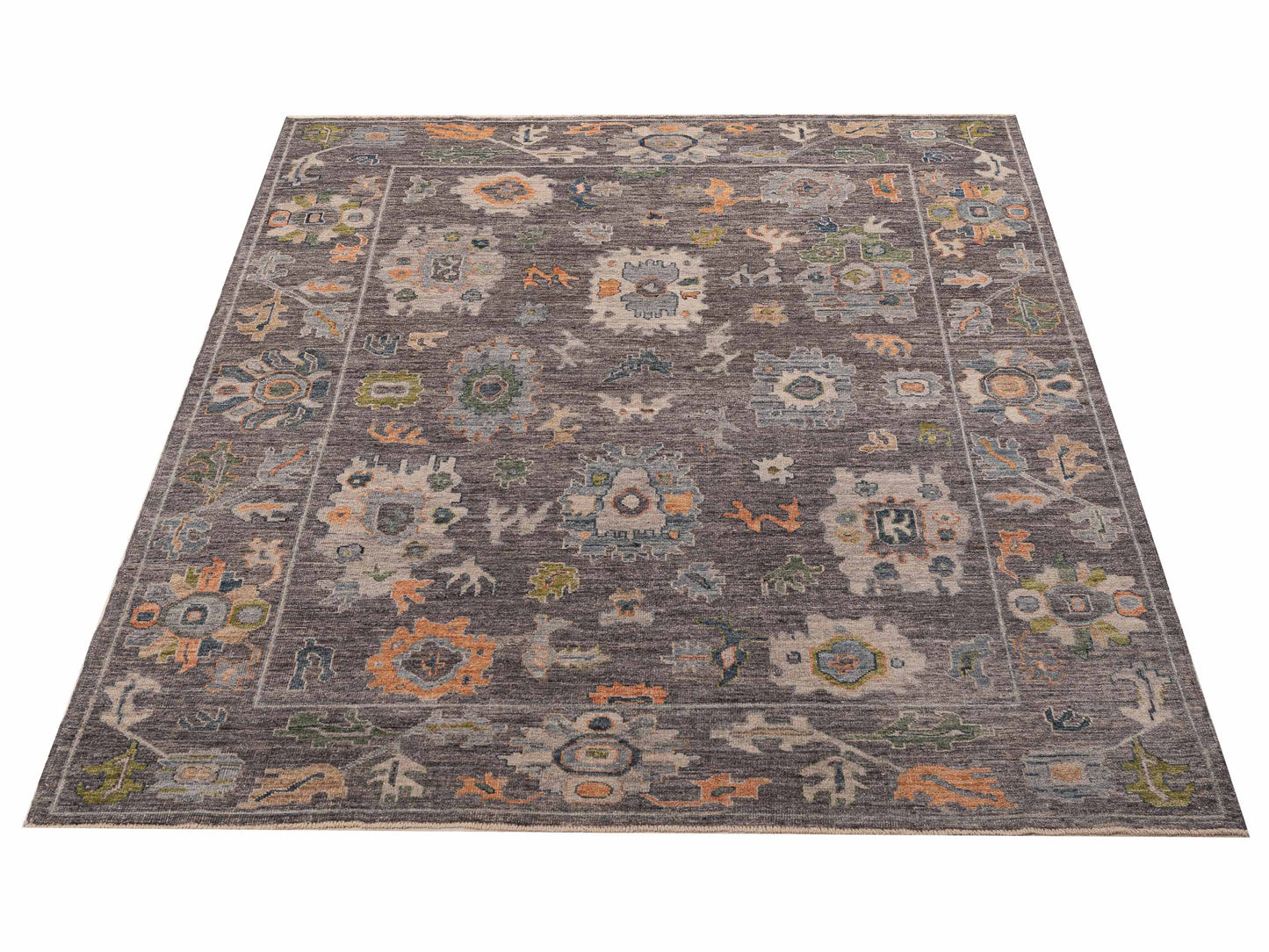 Angora Oushak 156077 Gray Gray 8x9.7 Hand Knotted Rug