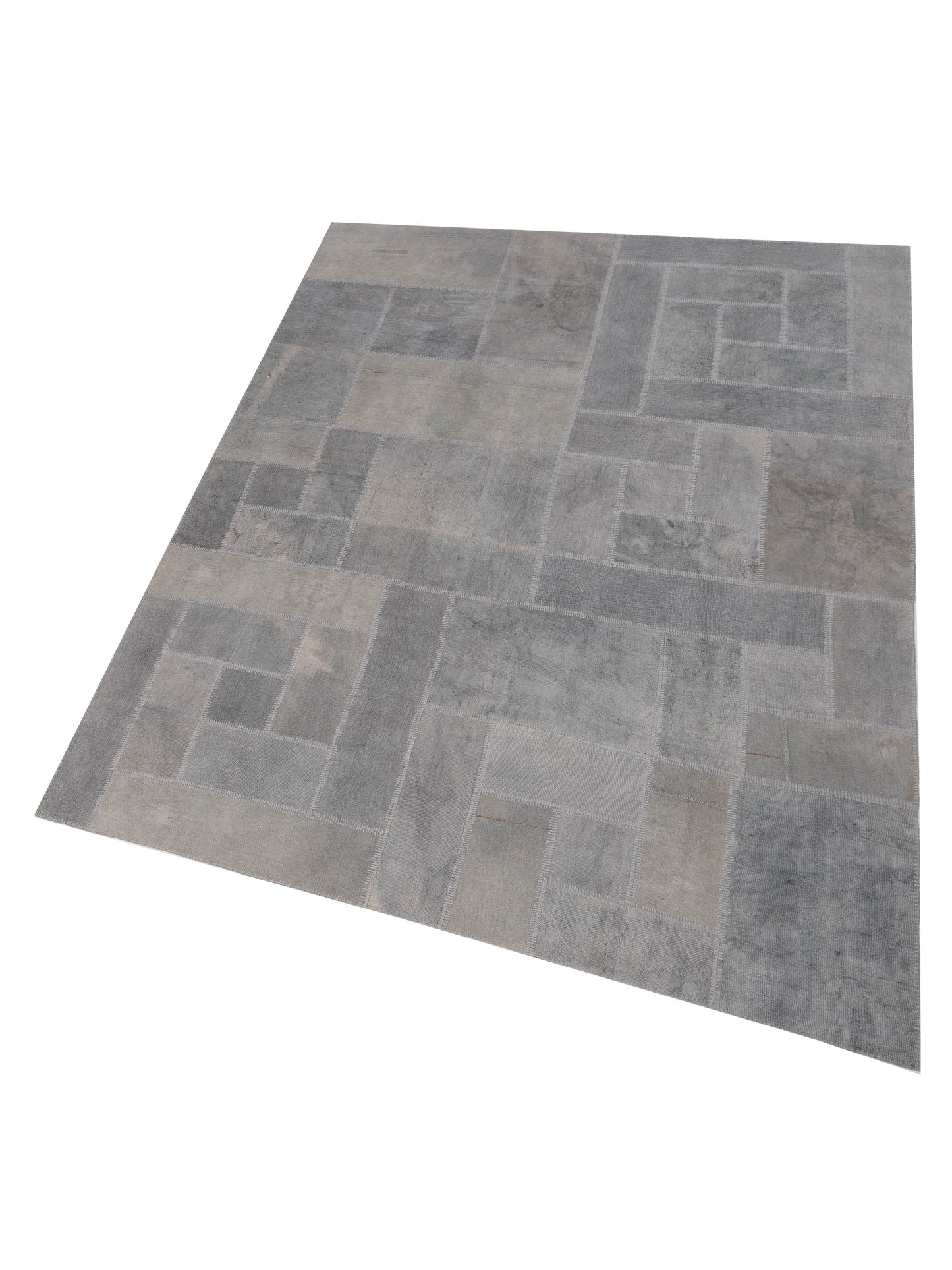 Turkish Vestige Patchwork 127781 Light Gray 8.11x11.6 Hand Knotted Rug