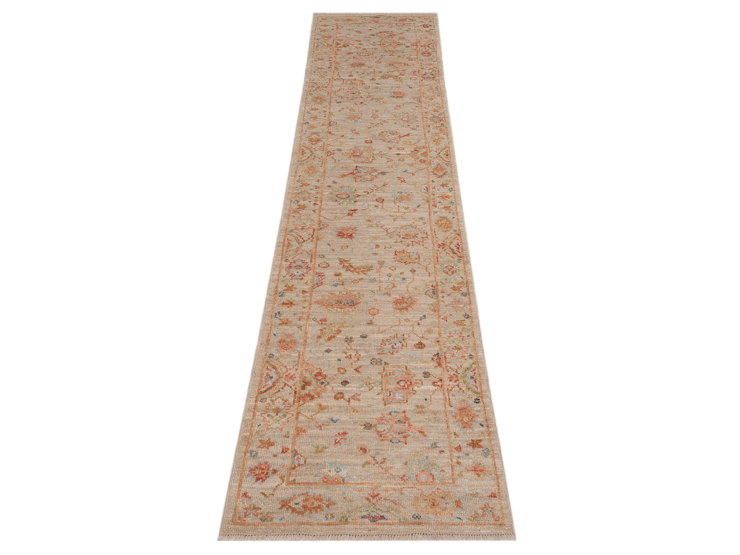 Angora Oushak 150235 Cream Cream 2.7x13.6 Hand Knotted Rug