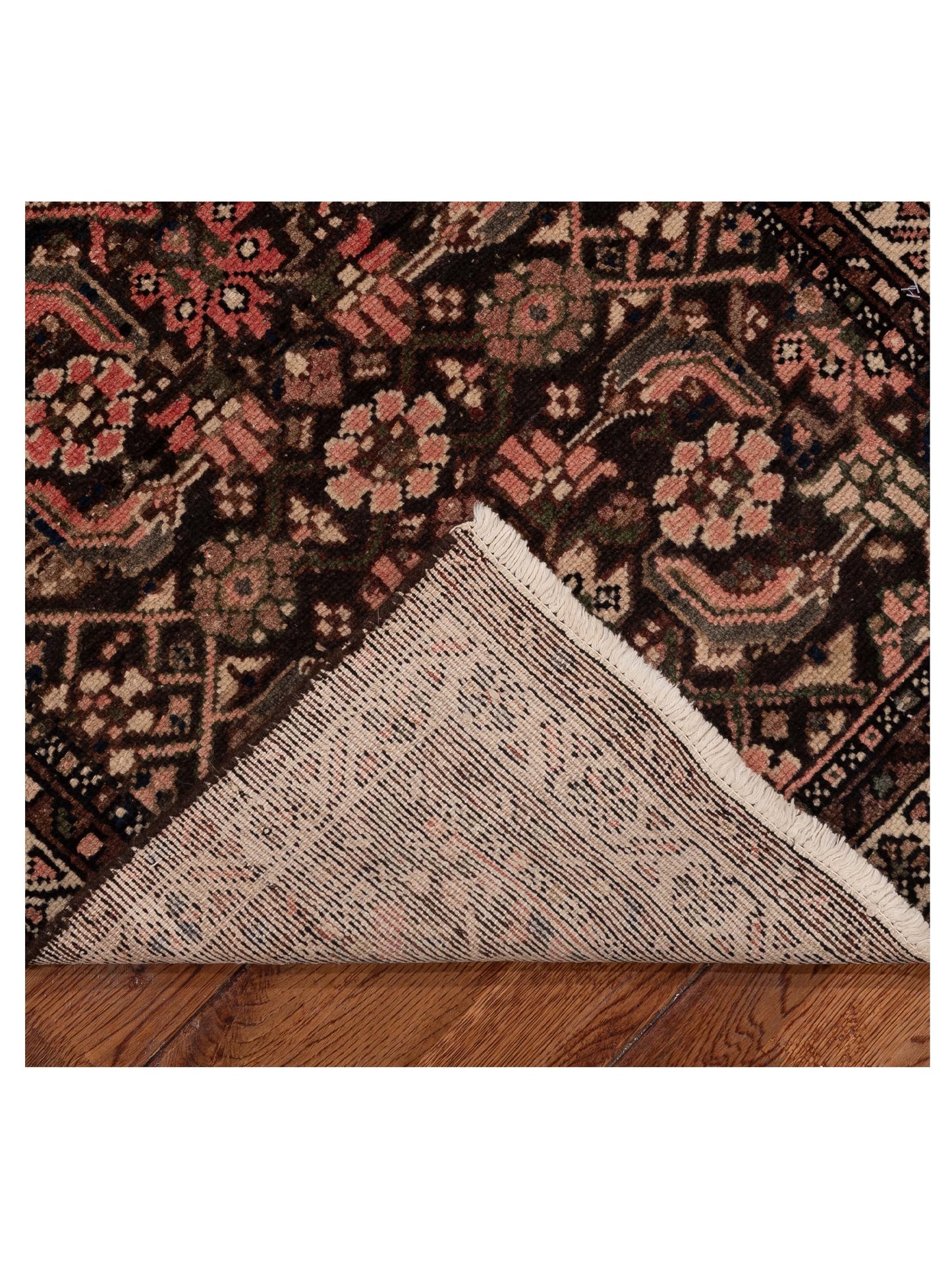 Persian 81187 Dark Brown Ivory 2.8x9.4 Hand Knotted Rug