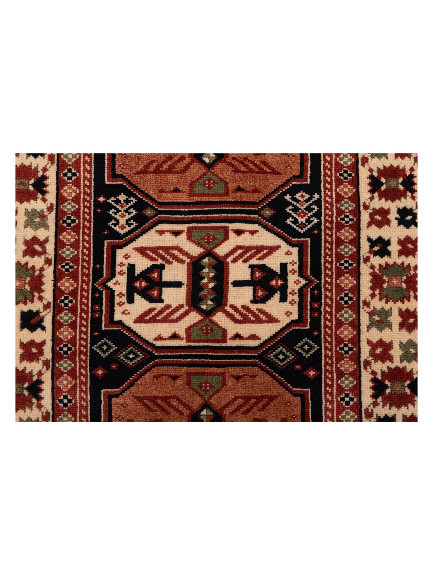 Turkish Shirwan 148400 Navy Ivory 2.11x4.1 Hand Knotted Rug