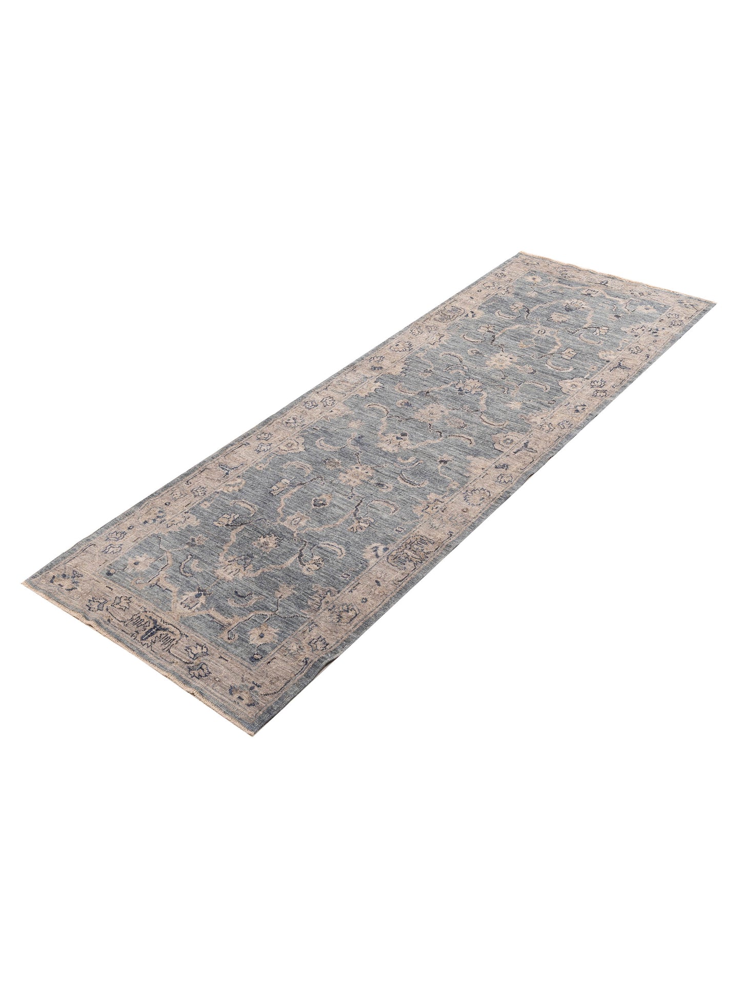 Angora Oushak 156266 Blue Gray 4x11.8 Hand Knotted Rug