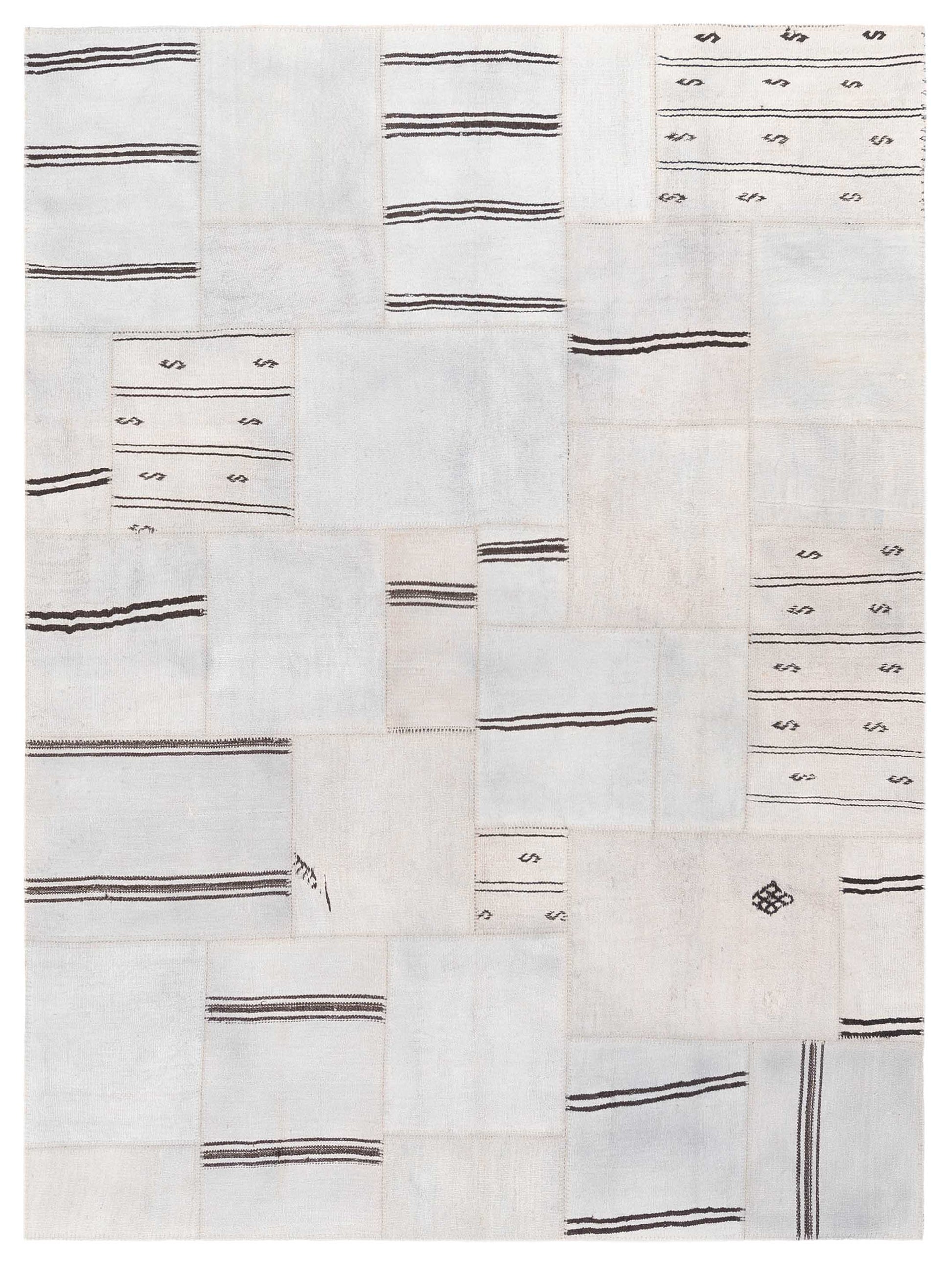 Pasha Turkish Vestige Patchwork  Ivory Silver Contemporary