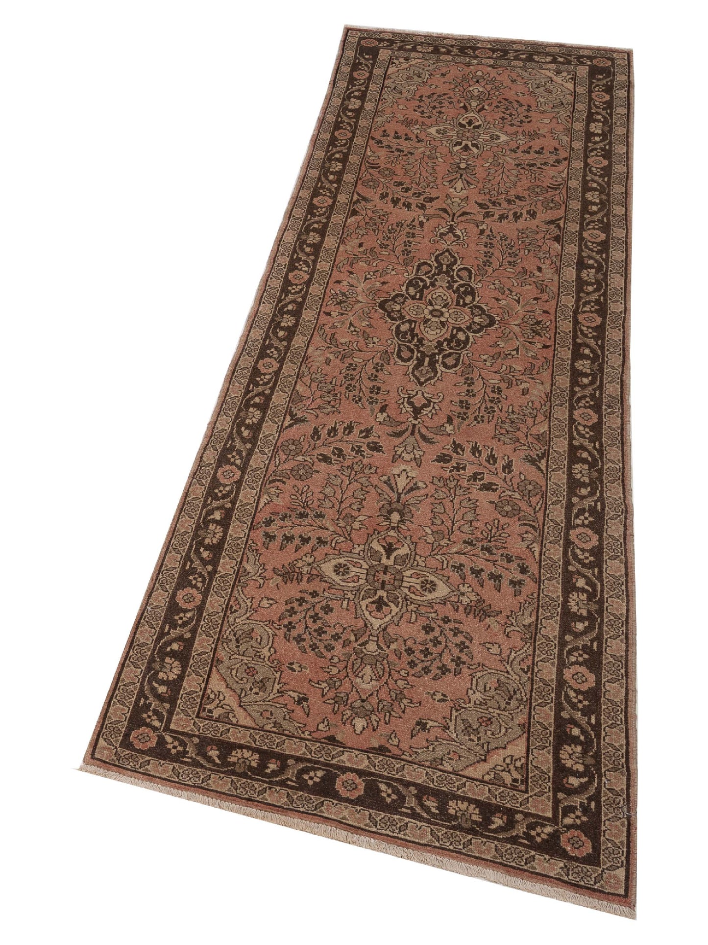 Antique Loom 147332 Pink Brown 2.10x9.5 Hand Knotted Rug