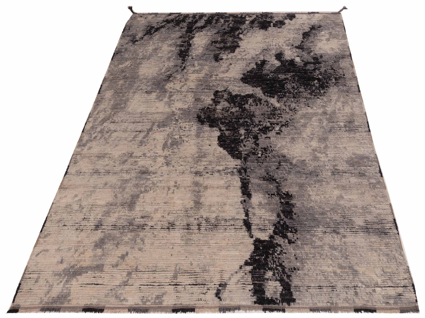 Berber Myra Ivory Black 5.11x8.8 Hand Knotted Rug