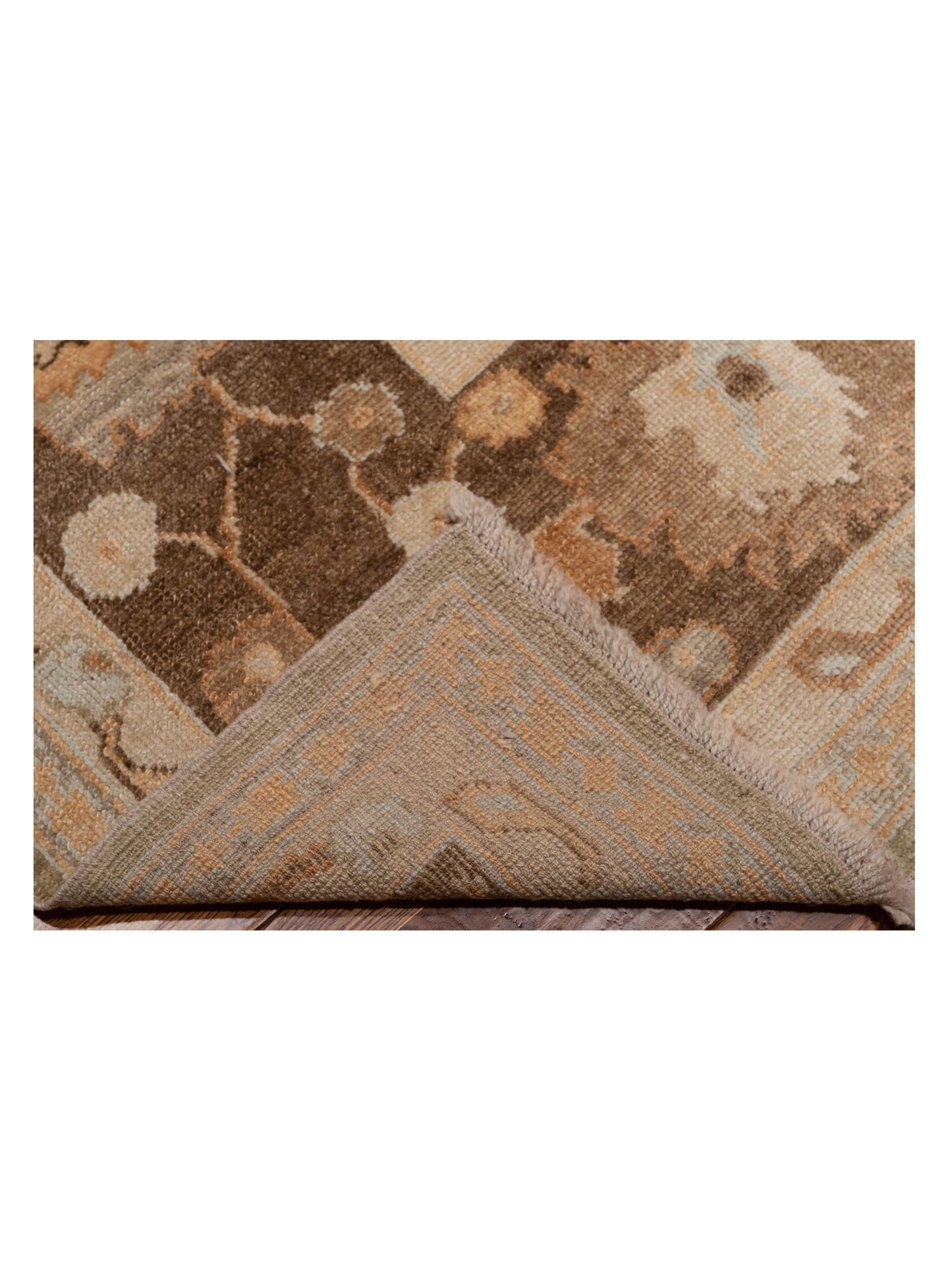 Angora Oushak 118135 Green Brown 12.2x13 Hand Knotted Rug