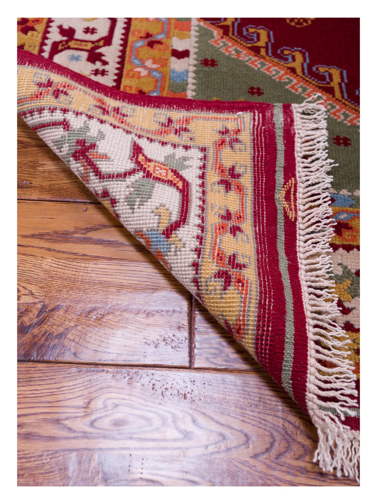 Turkish Shirwan 129682 Green Ivory 3.10x5.11 Hand Knotted Rug