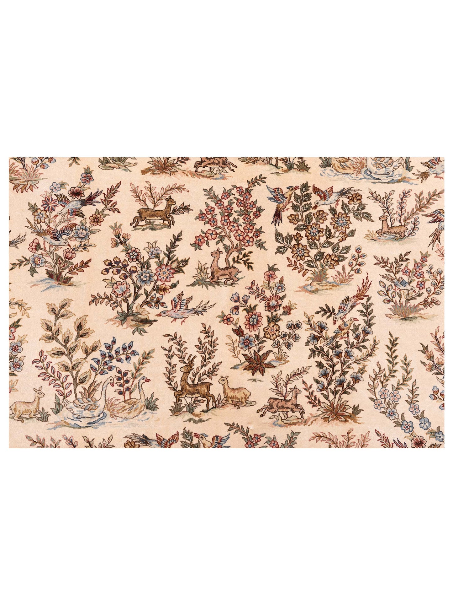 Pure Silk 120796 Ivory Pink 5.7x8 Hand Knotted Rug